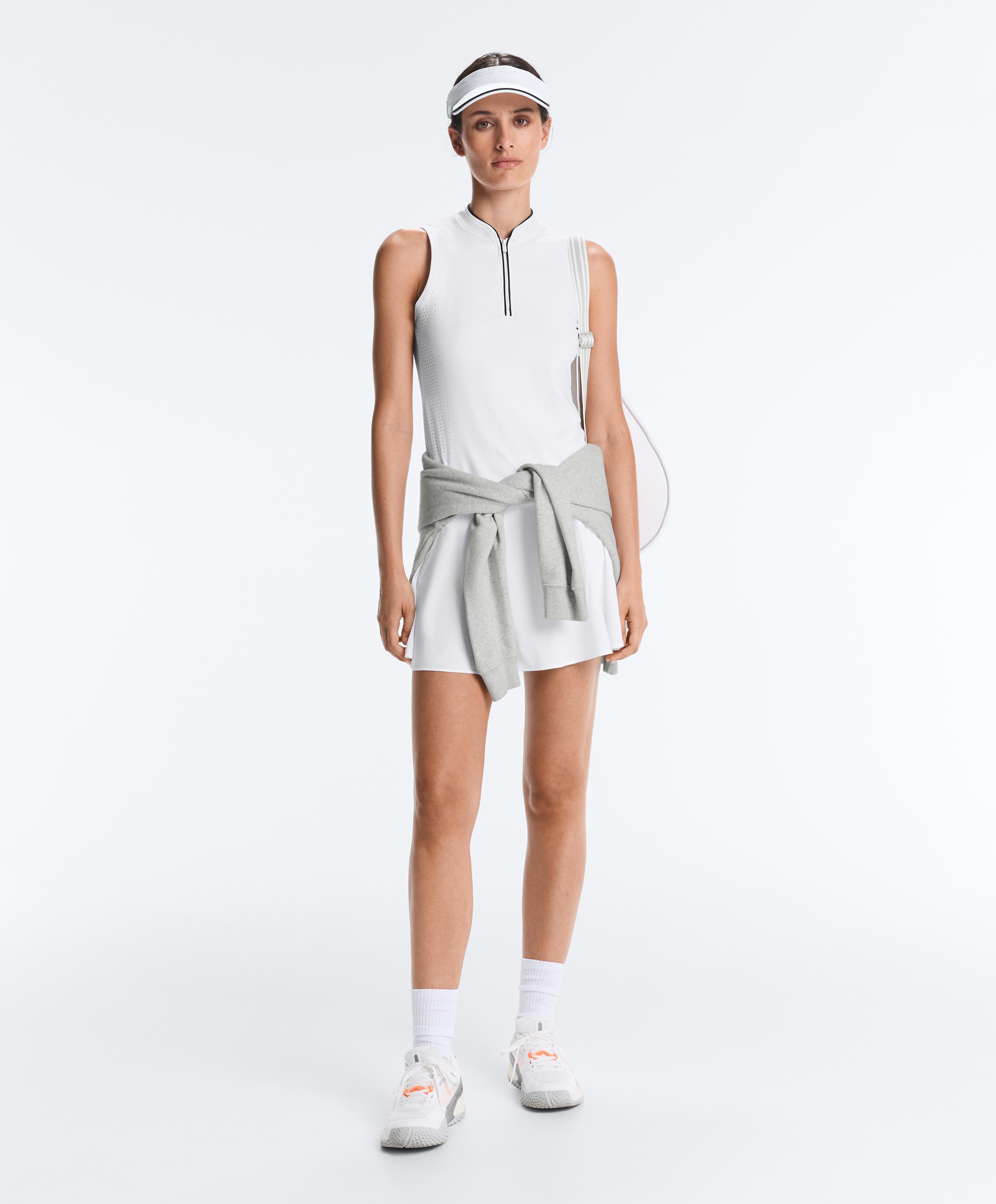 Technical sleeveless T-shirt with half zip — WHITE