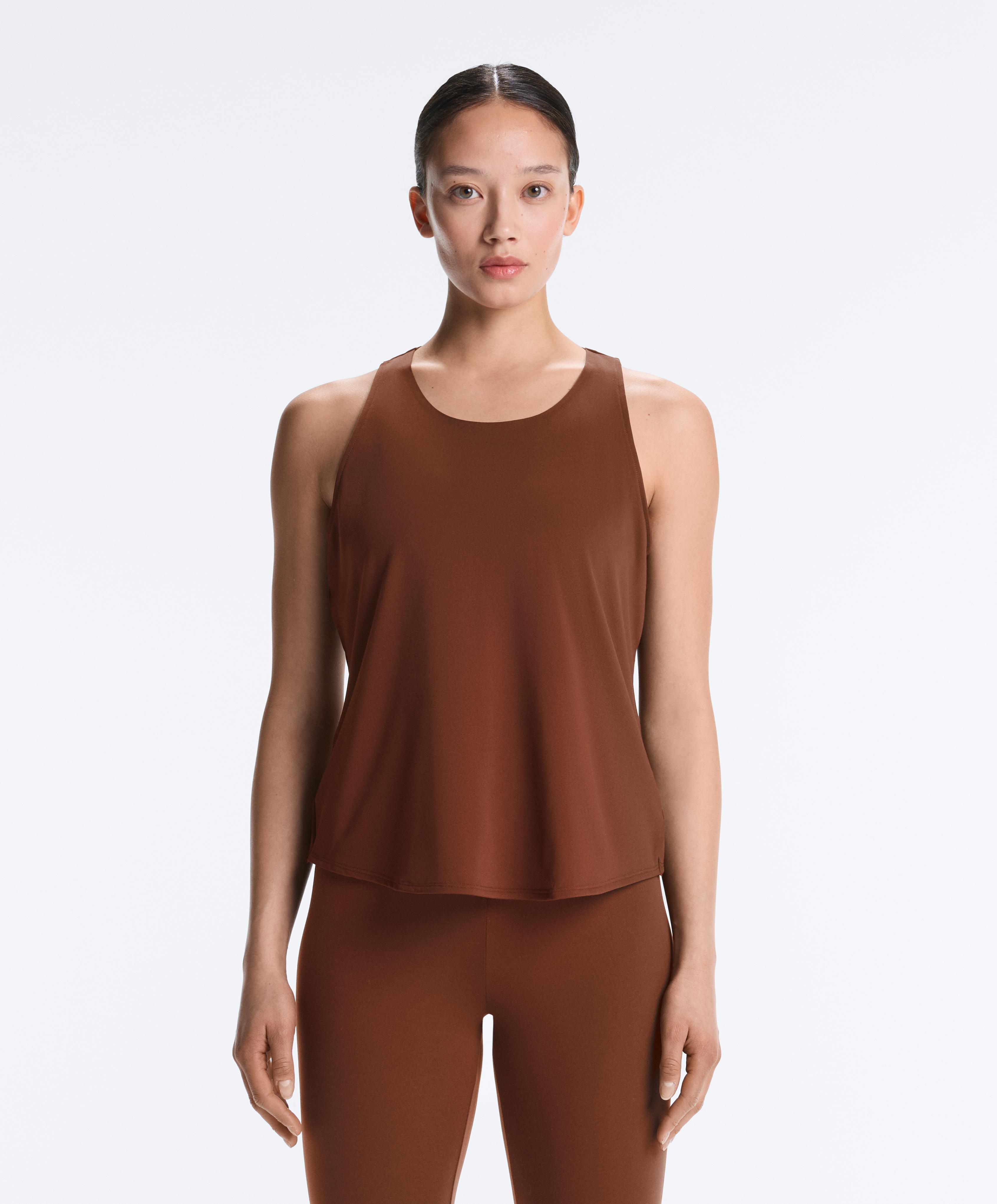 Comfortlux cross-back T-shirt — COFFEE