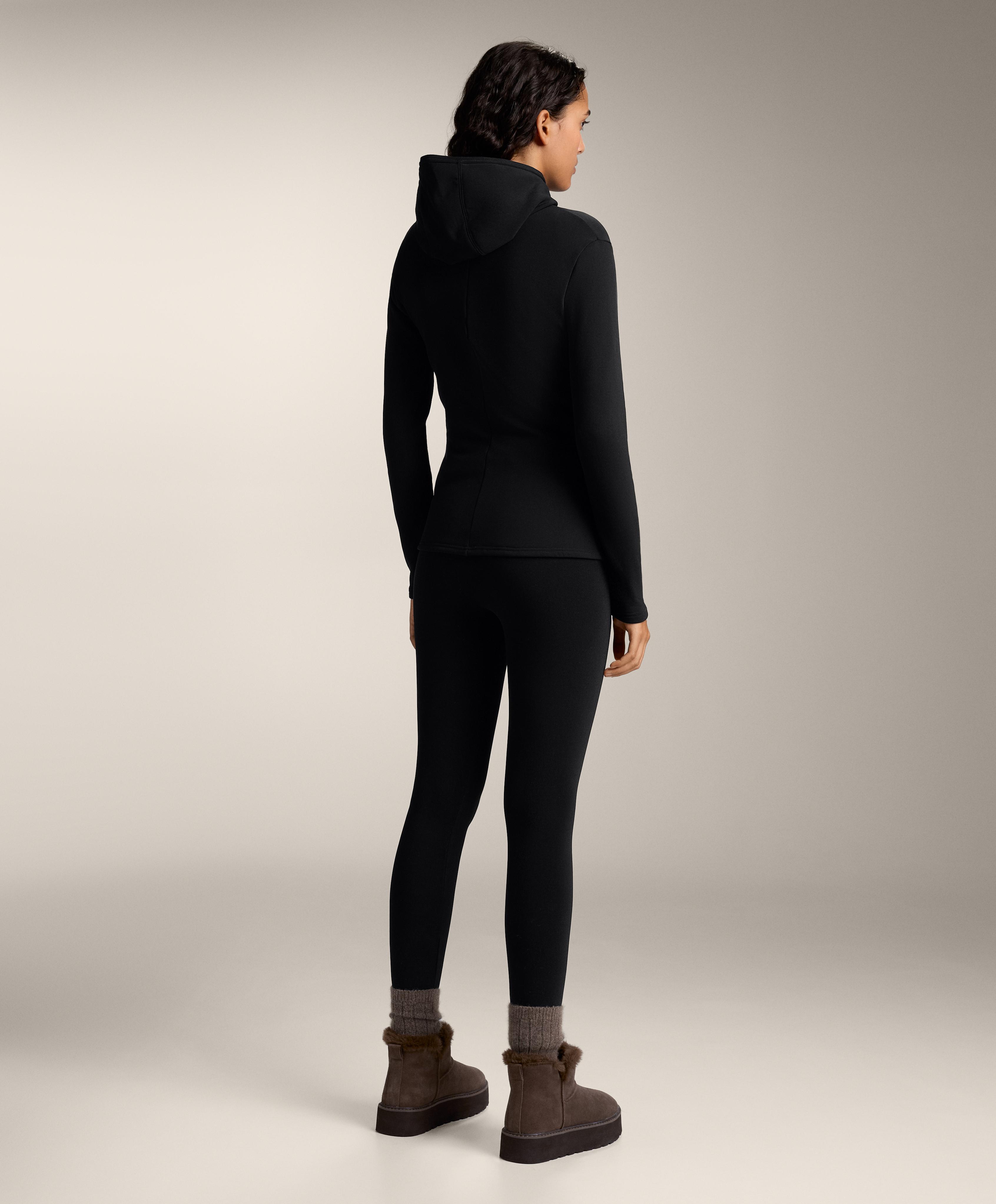 Ankle-length high-rise super-extra-warm seamless 70cm leggings — BLACK