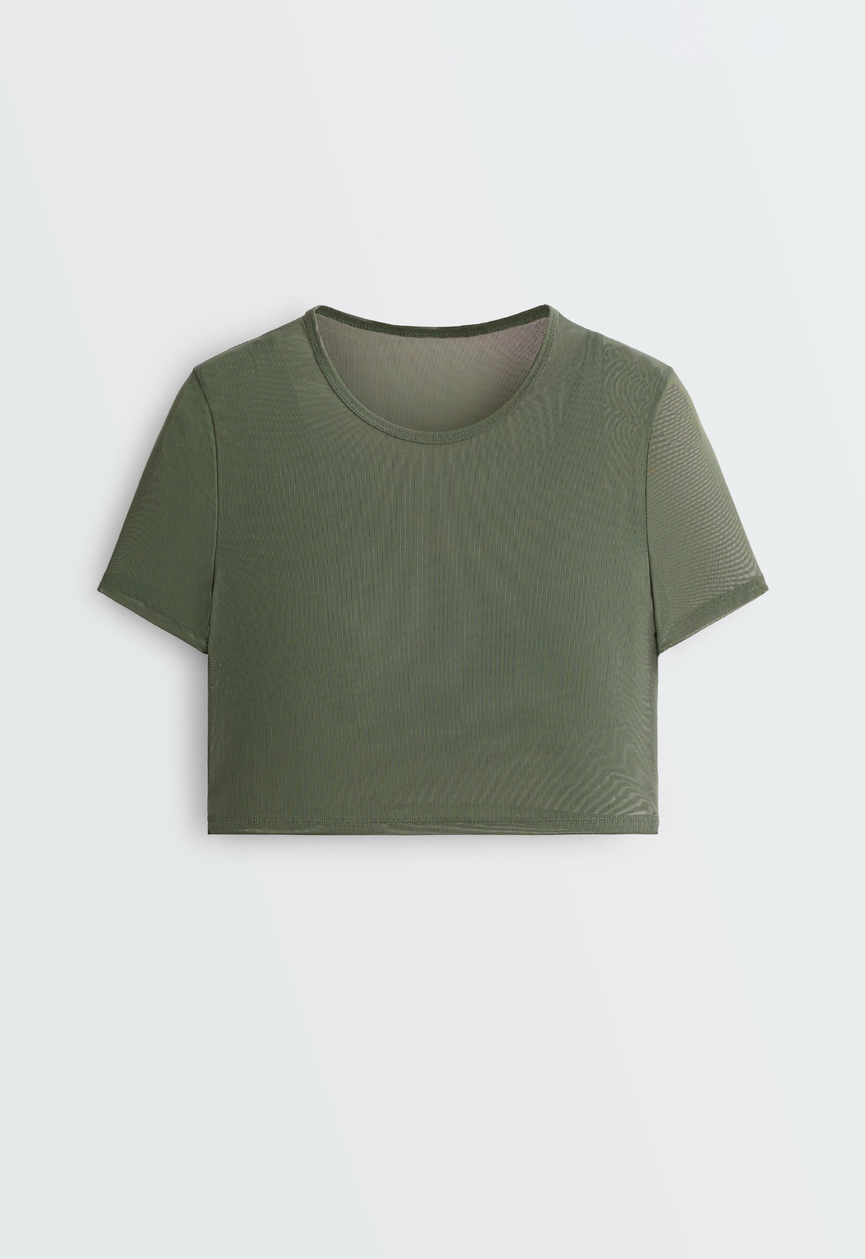 Evermove short-sleeved overlay tank top — KHAKI