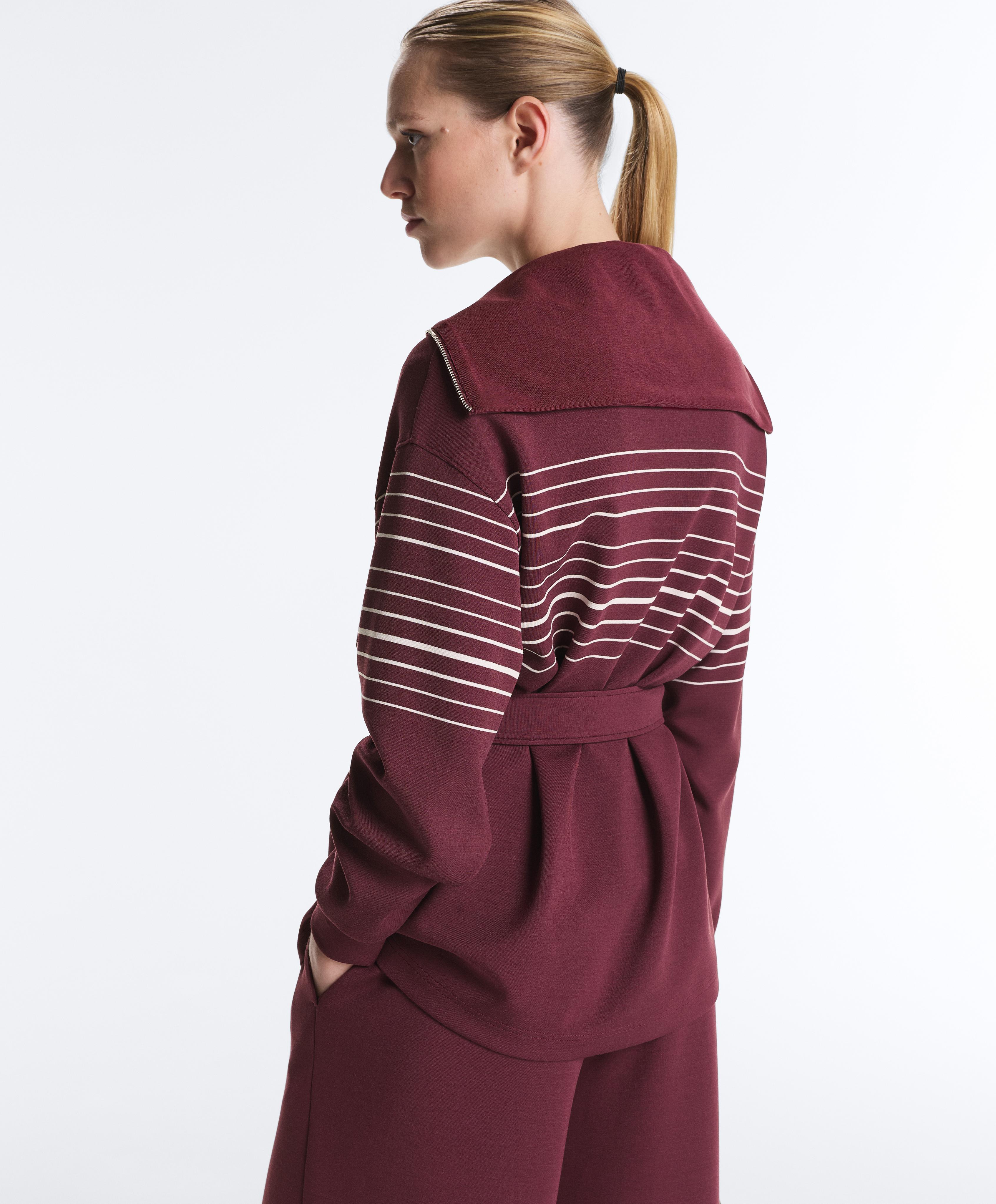 Long sailor stripe jacket with soft-touch modal — CHERRY