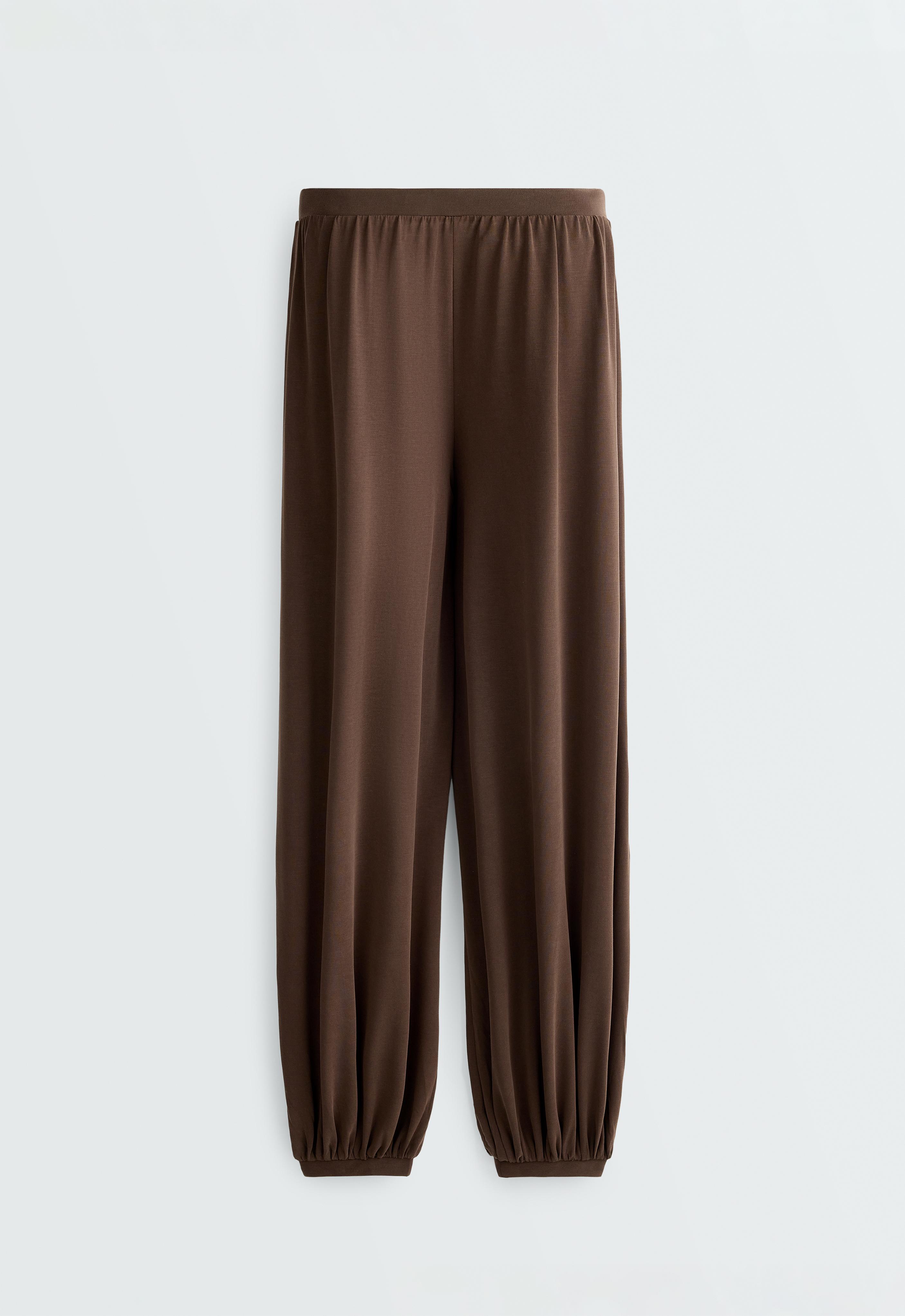 Modal-blend soft-touch joggers — DARK BROWN