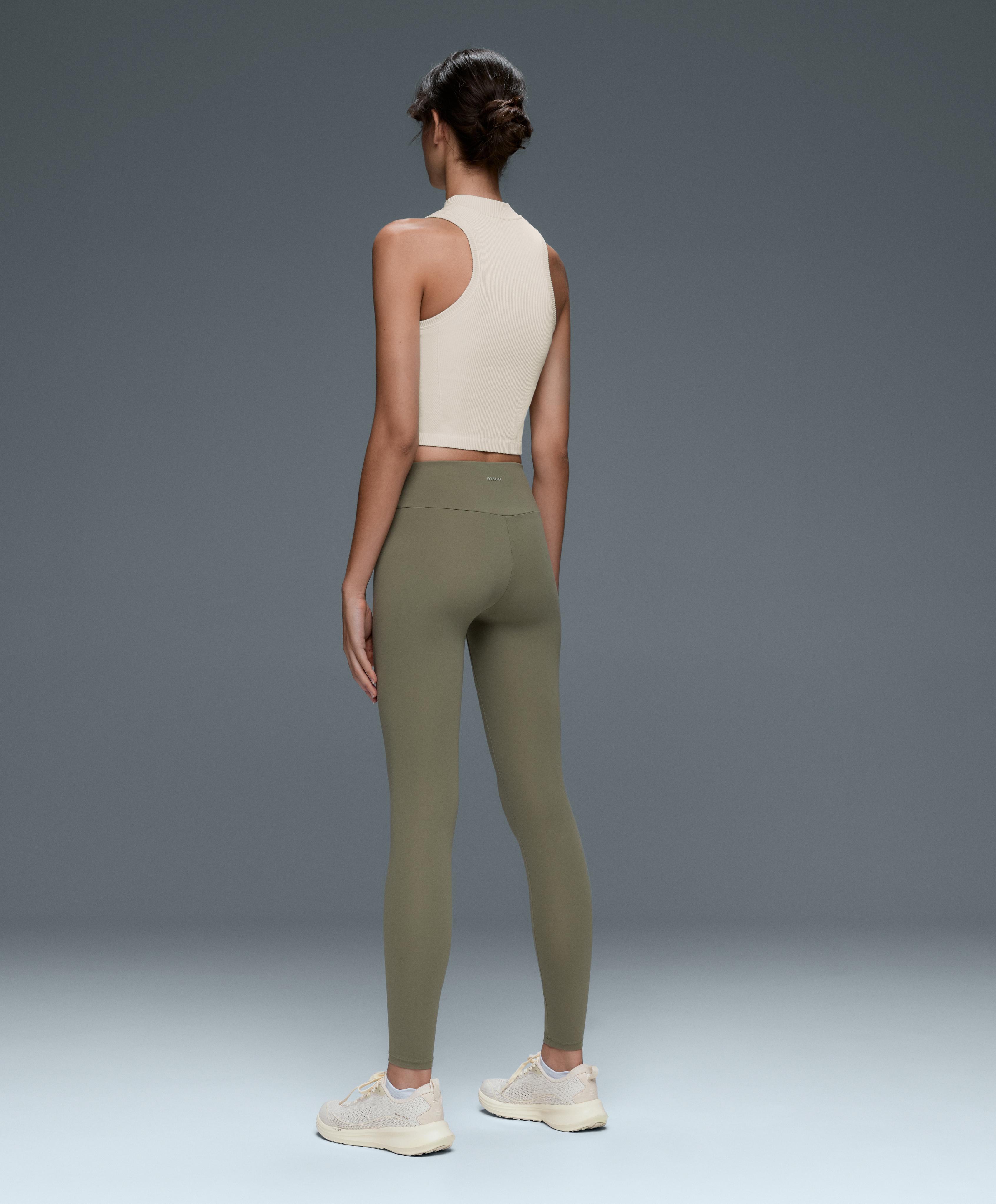 Sleeveless seamless rib tank top with half-zip — PALE ECRU