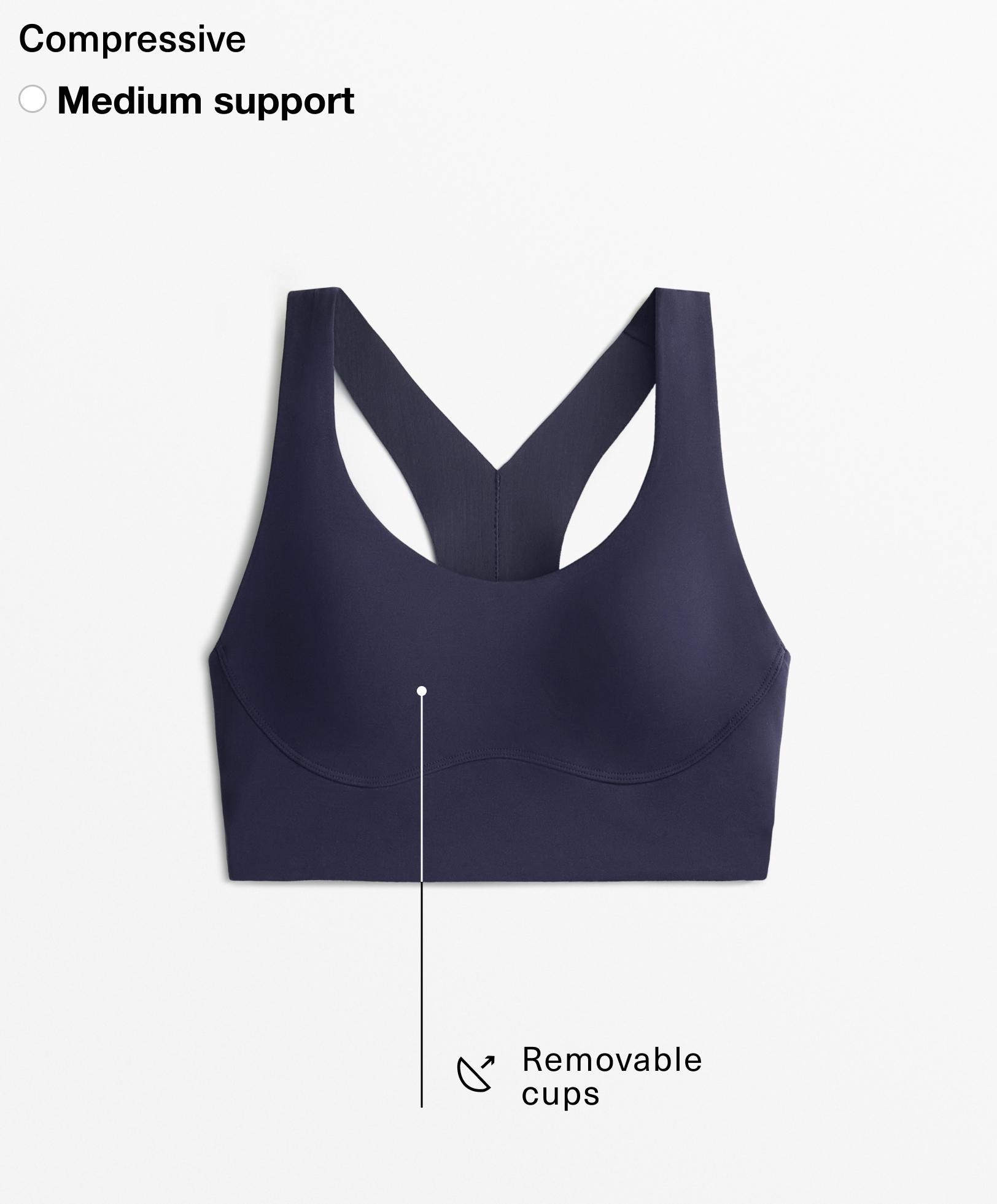 Medium-support compressive bra with cups