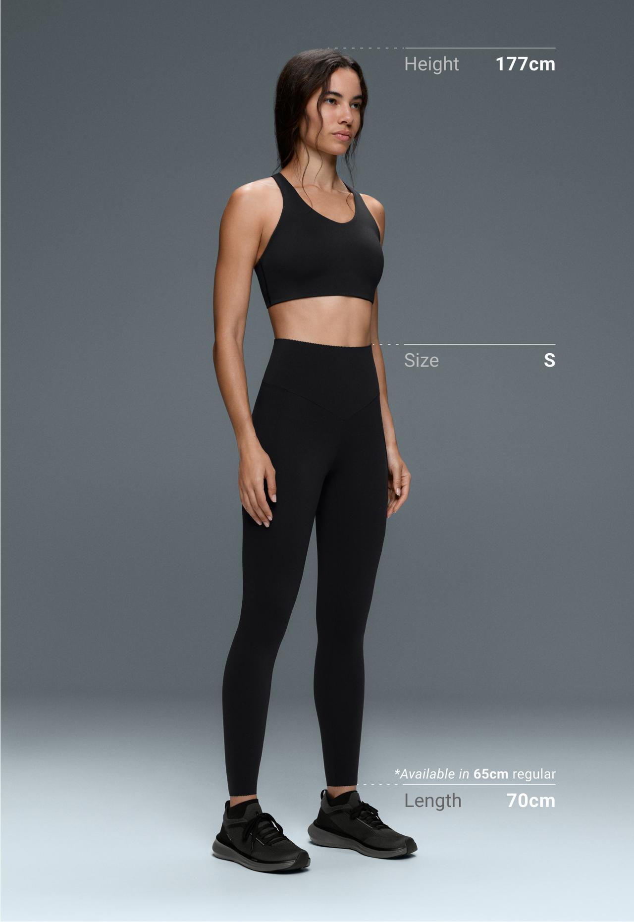 Ankle-length High rise Compressive leggings with Pocket — BLACK