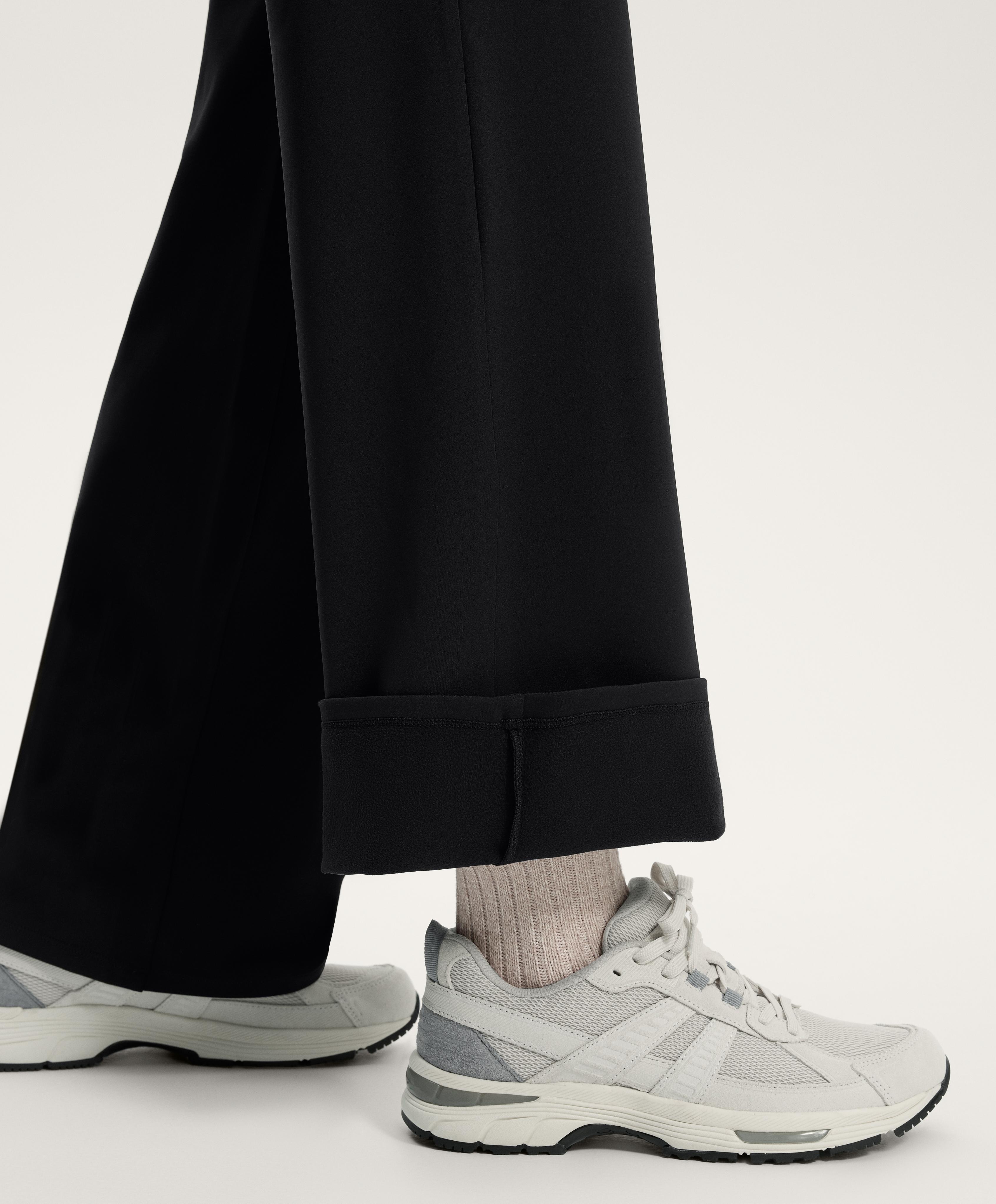 Straight-leg warm maternity trousers — BLACK