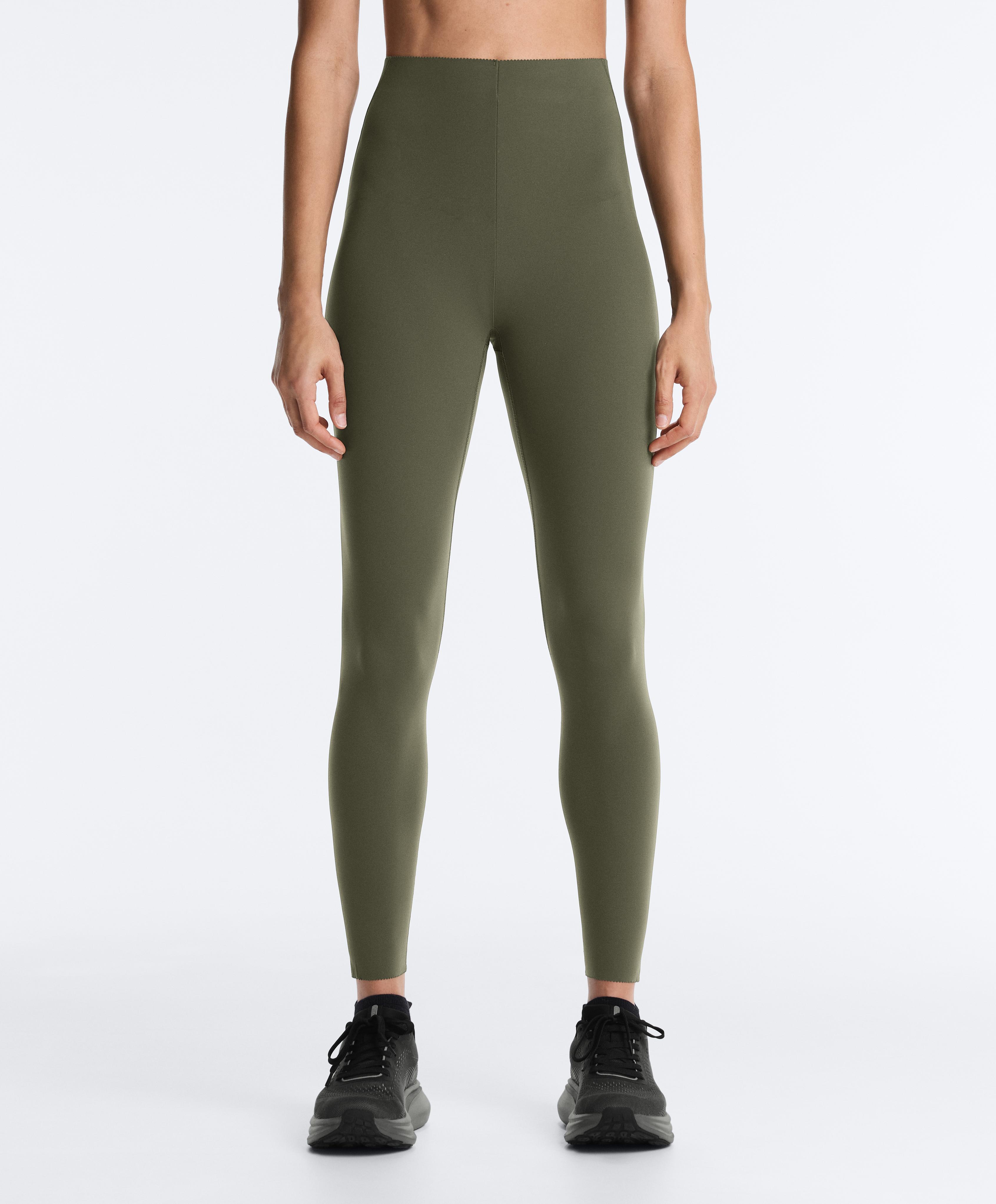 Compressive high-rise core-control ankle-length leggings — KHAKI