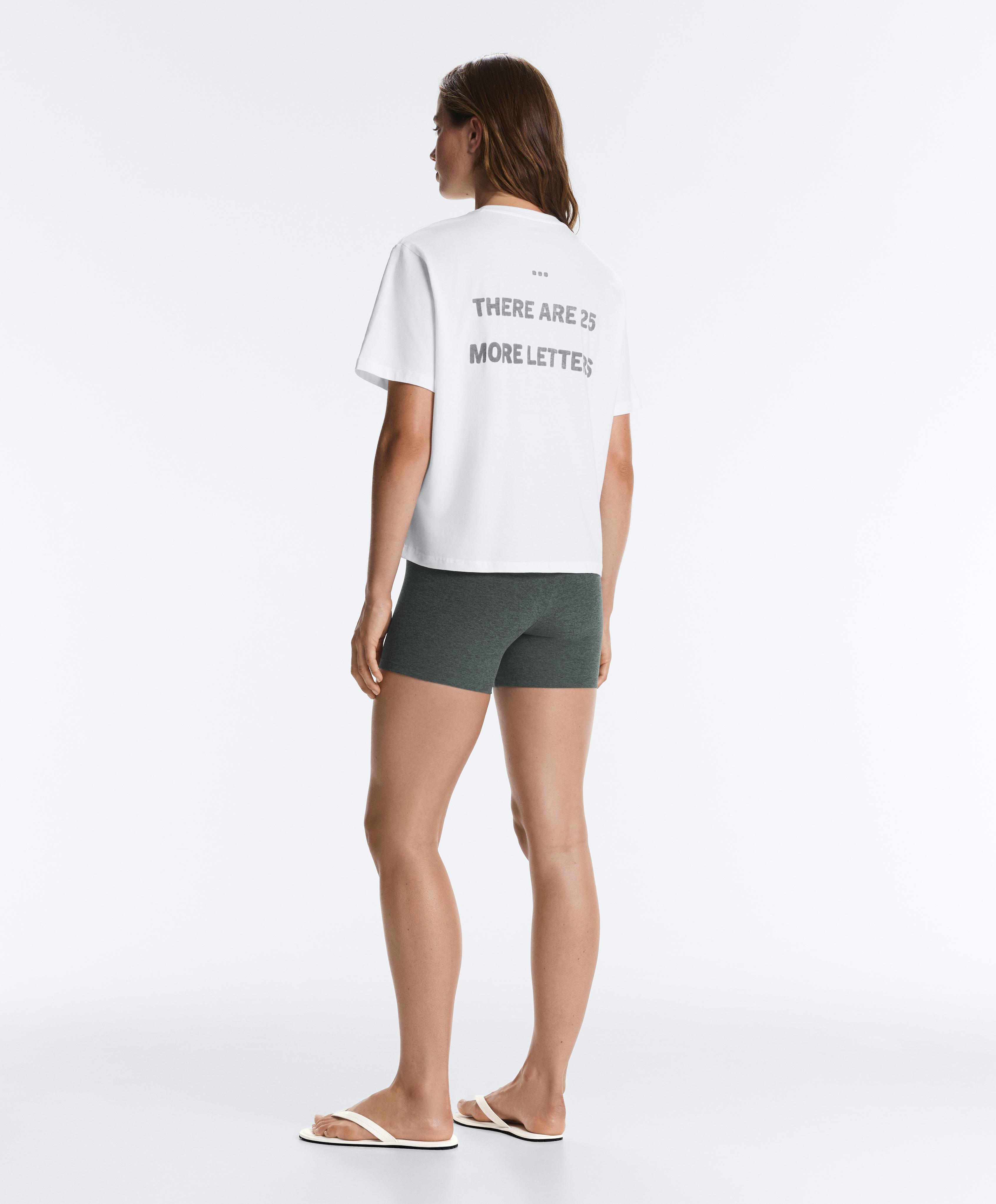 Boxy cotton blend T-shirt with slogan — WHITE