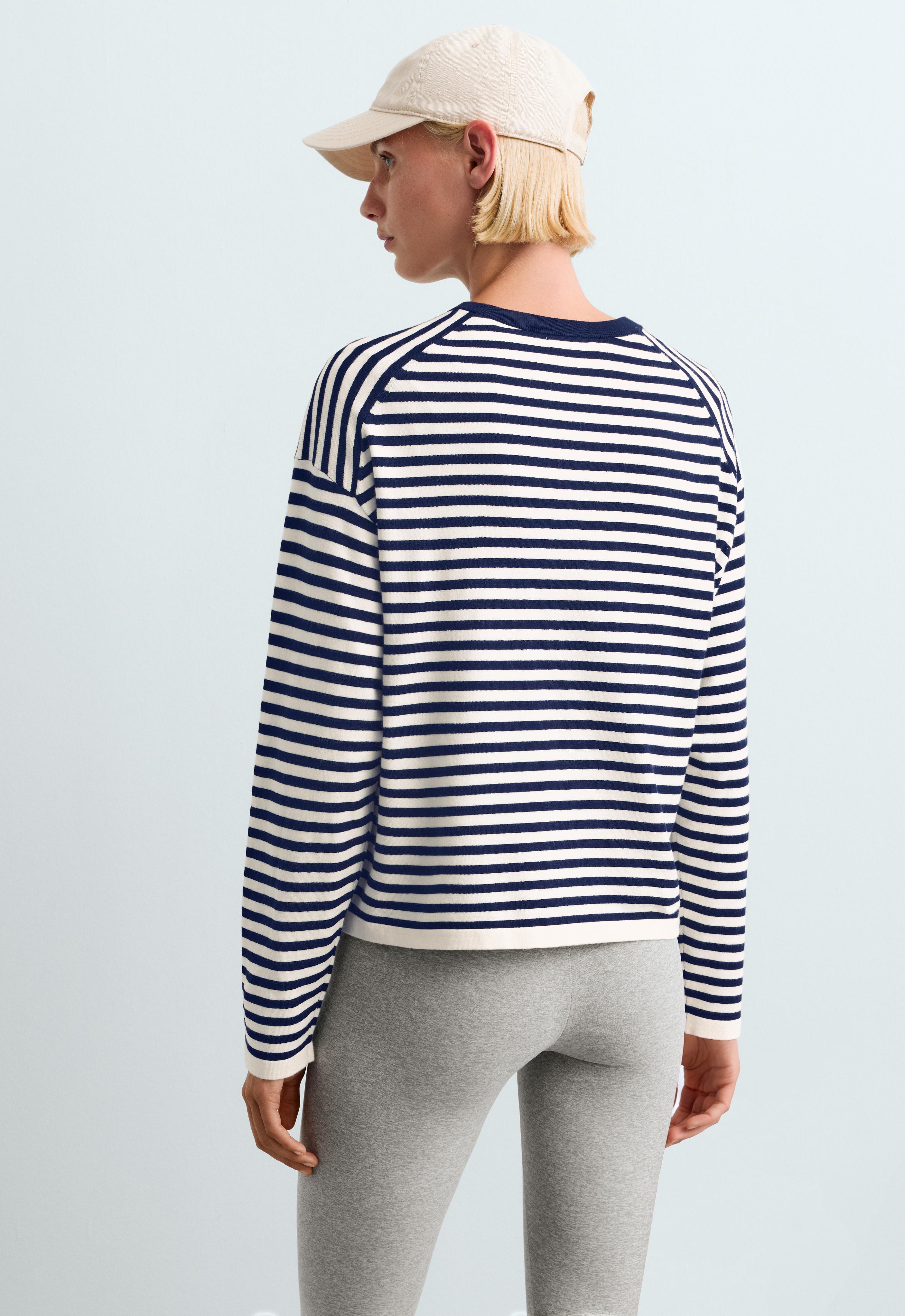 Fine knit striped jumper — PALE ECRU