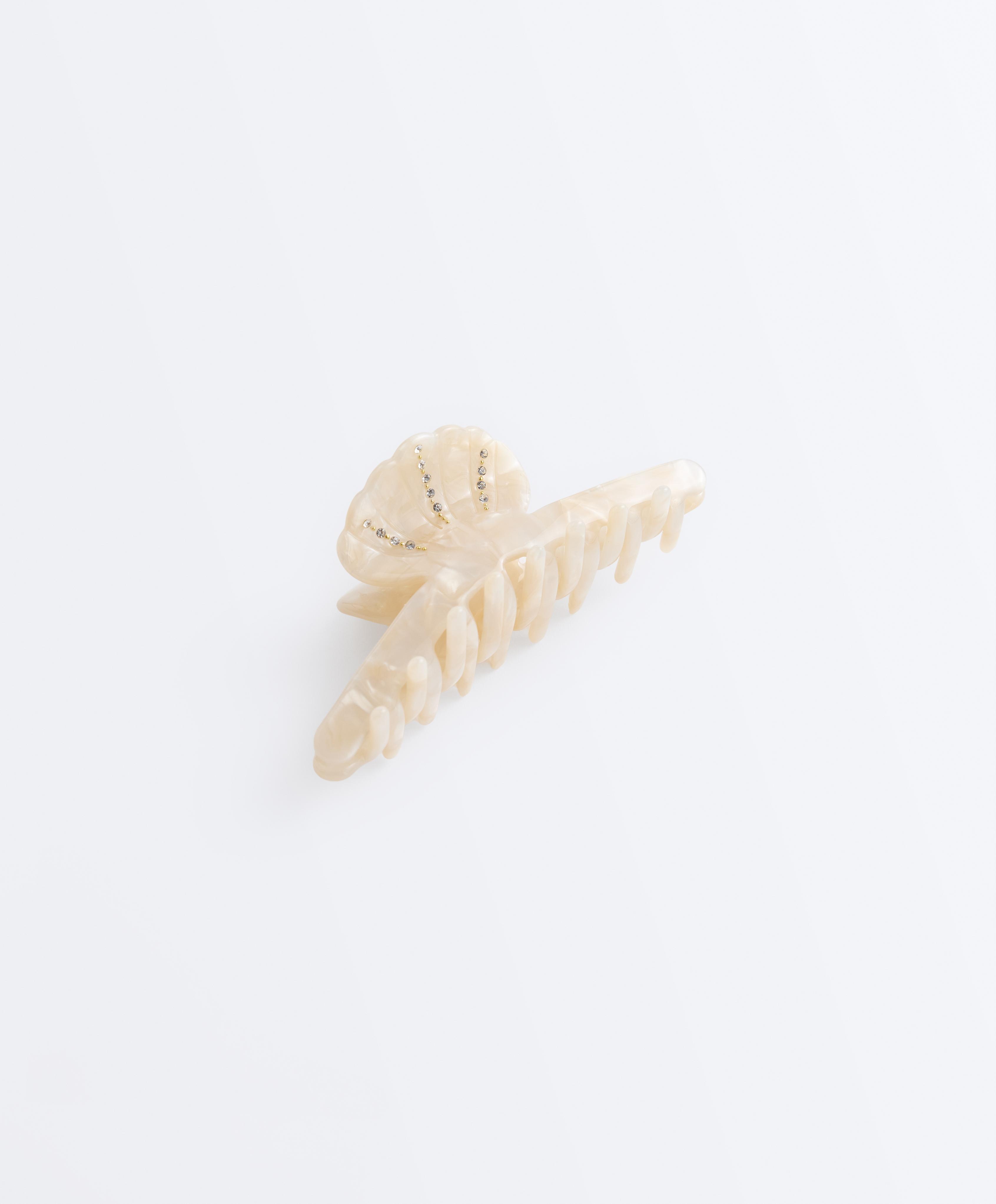 Large shell hair clip — OATMEAL