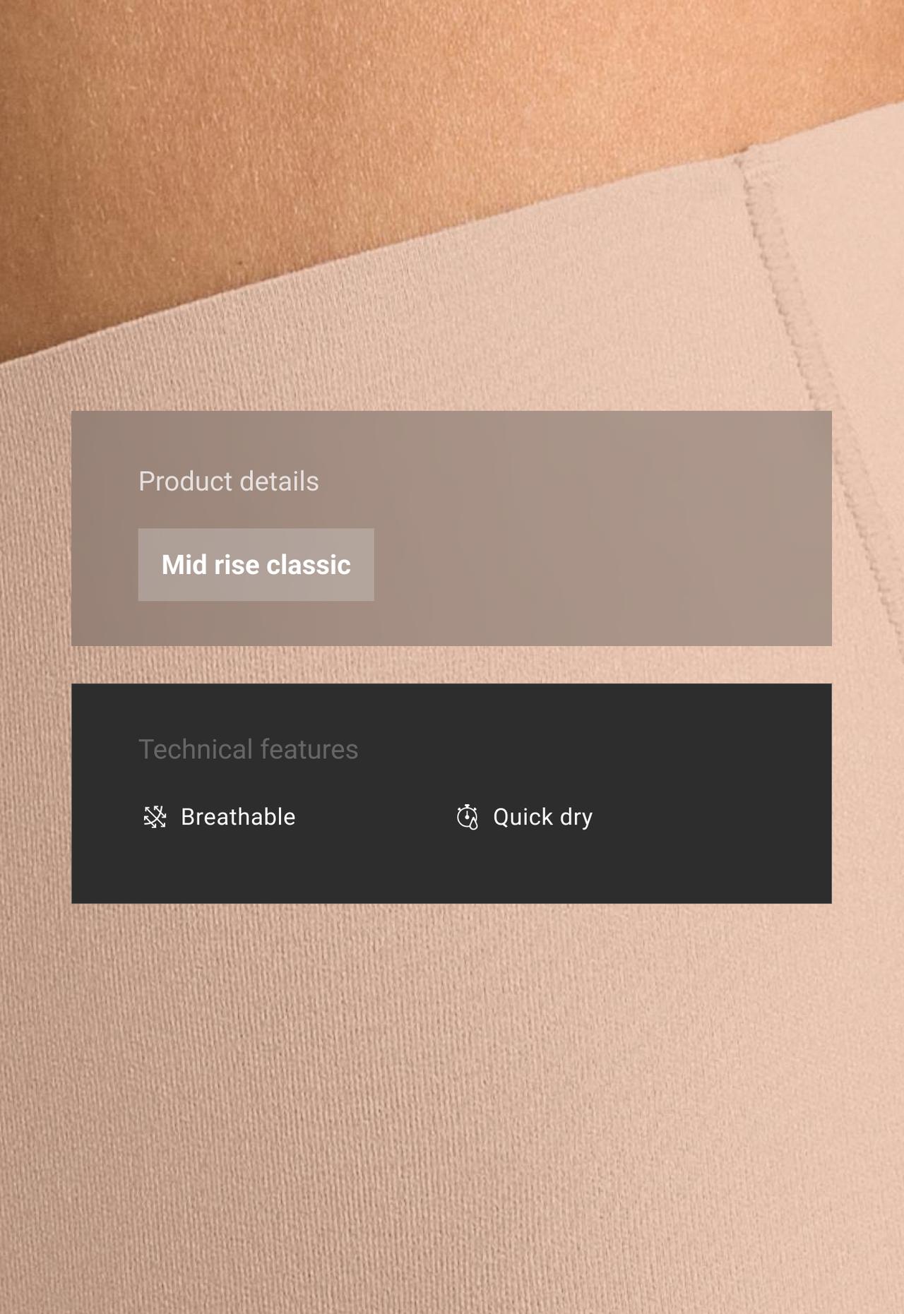 2 invisible polyamide blend mid-rise classic briefs — BEIGE