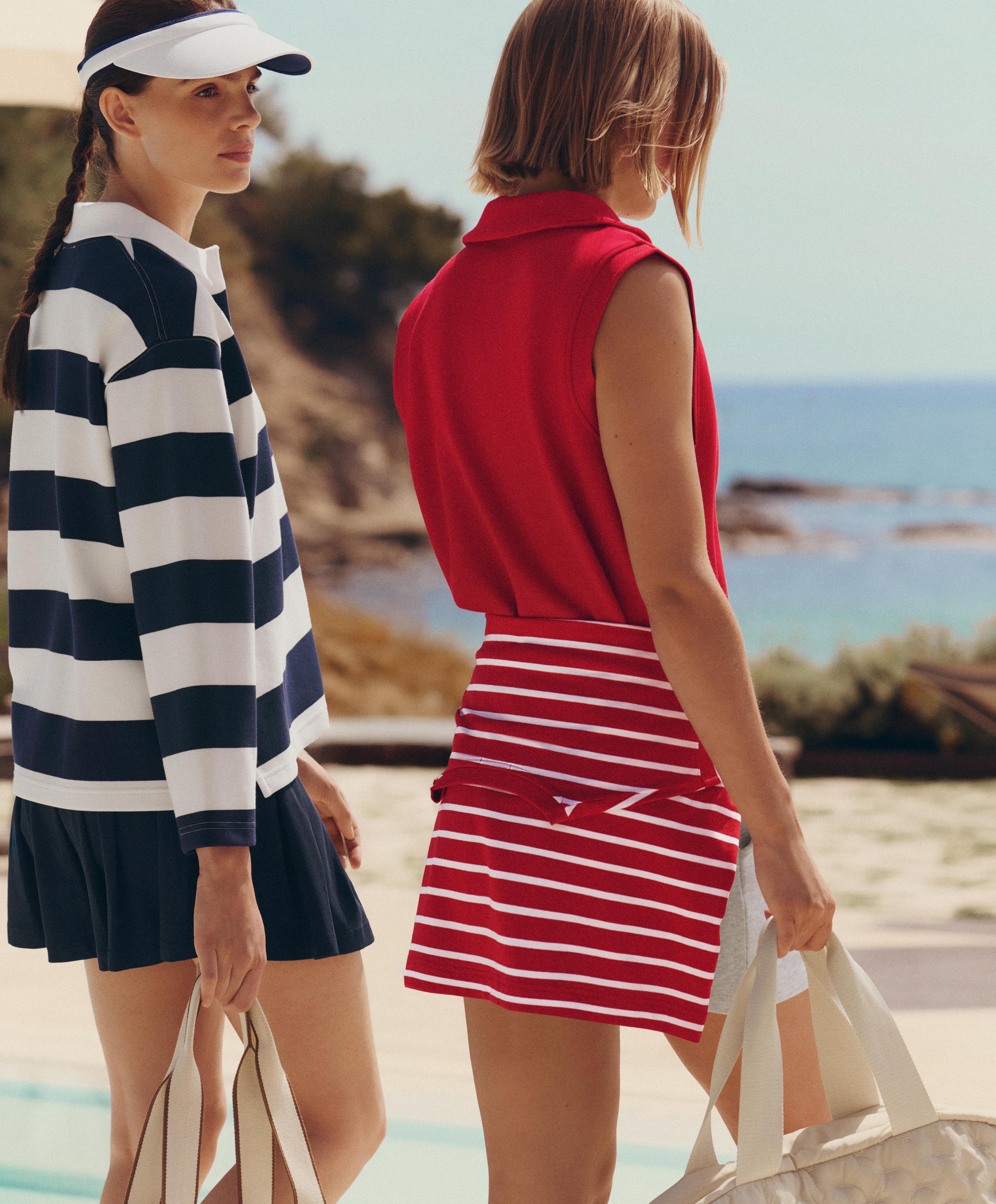 Cotton piqué sleeveless vest — BRIGHT RED