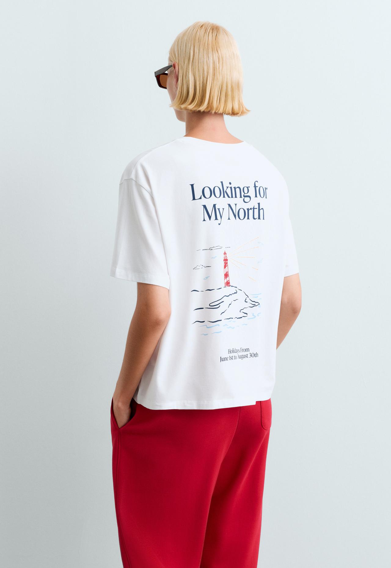Boxy print cotton blend T-shirt — WHITE