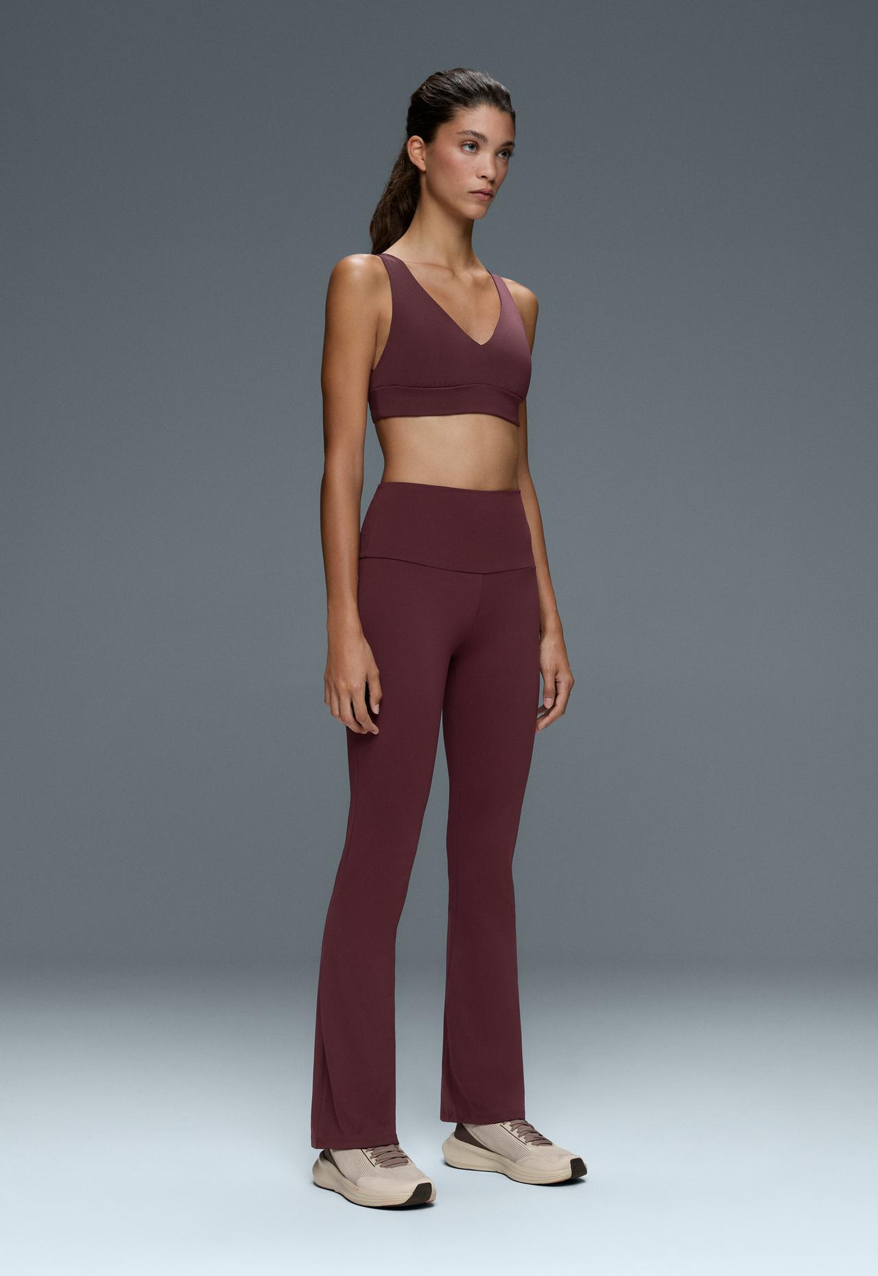 High-rise Comfortlux flare trousers — BURGUNDY