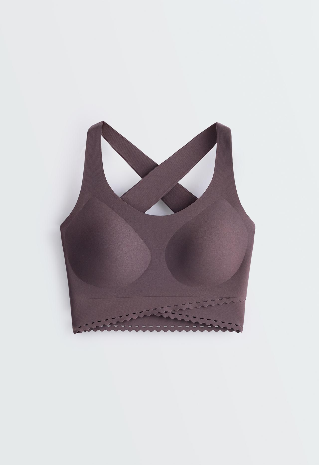 Perfect-adapt medium-support sports bra — Purplish brown