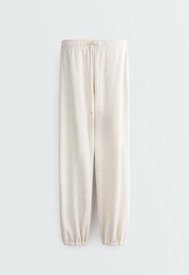 Adjustable cotton-blend fleece straight trousers — OATMEAL 6