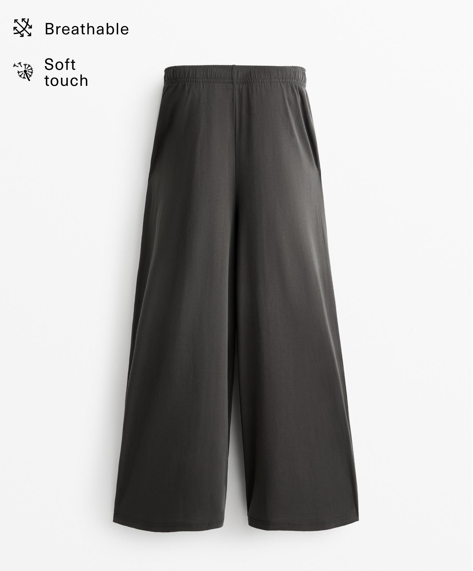 Weit geschnittene Crop-Hose mit Modal