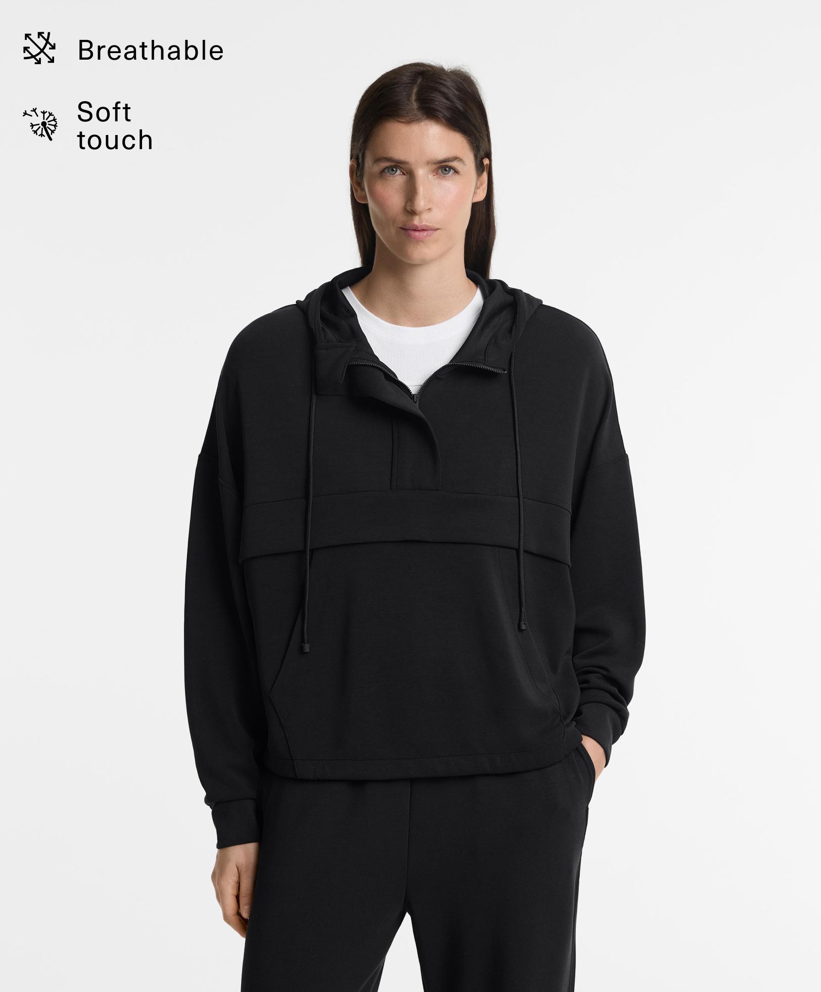 Soft-touch sweatshirt with modal and zip