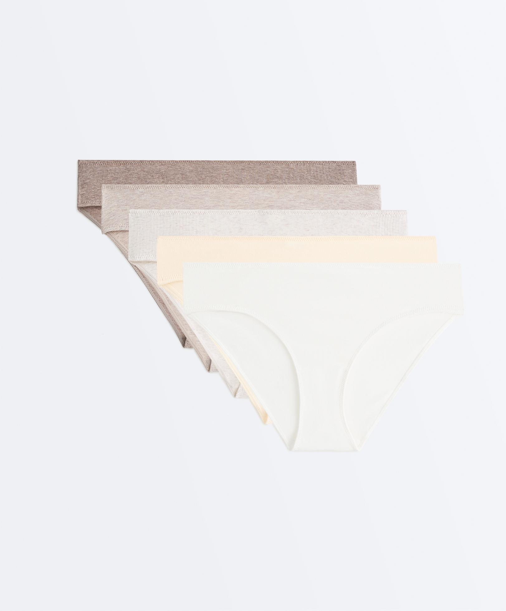5 rib cotton blend classic briefs — TAN MELANGE
