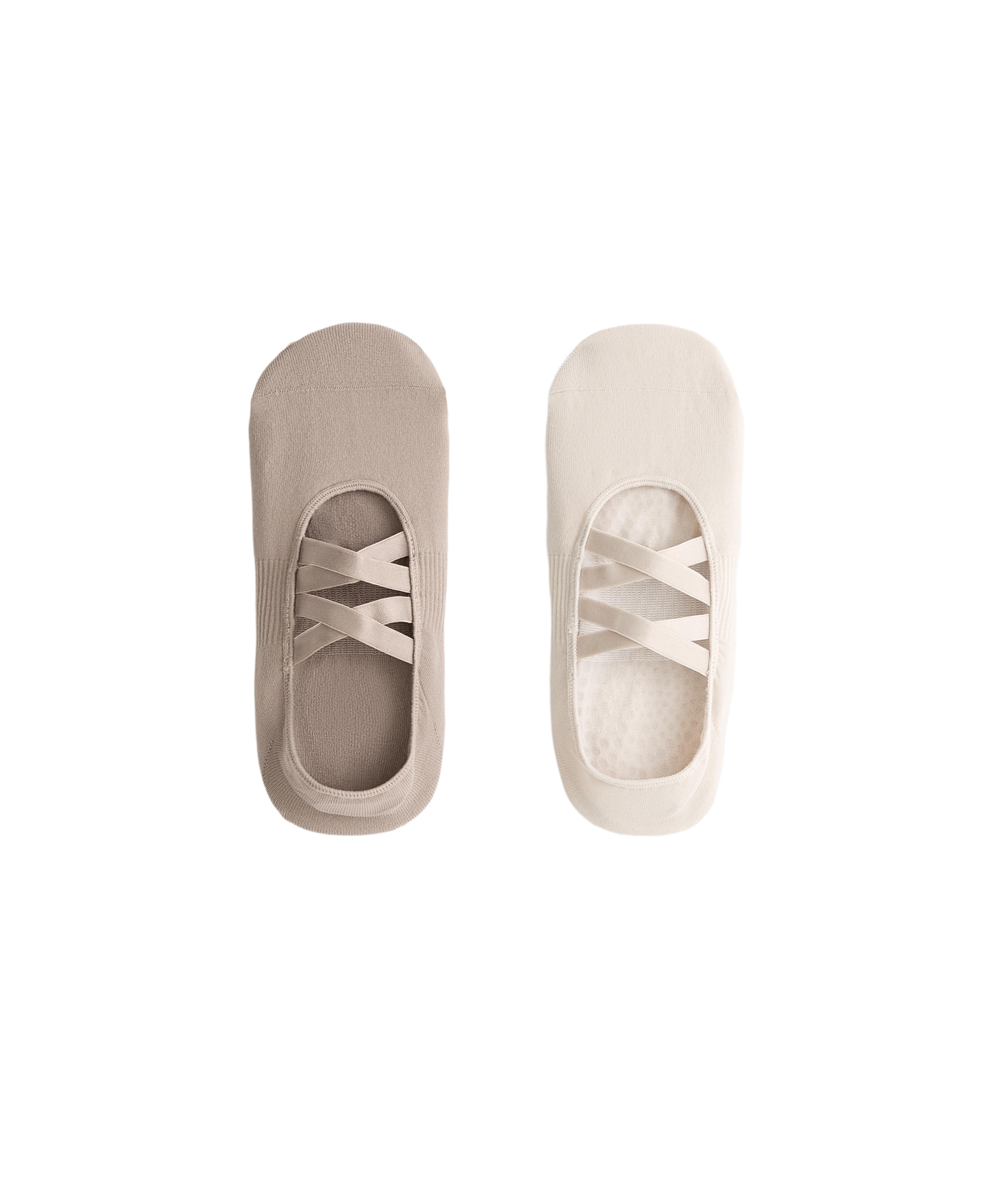 2 pairs of polyamide blend yoga and Pilates socks with double straps — MINK