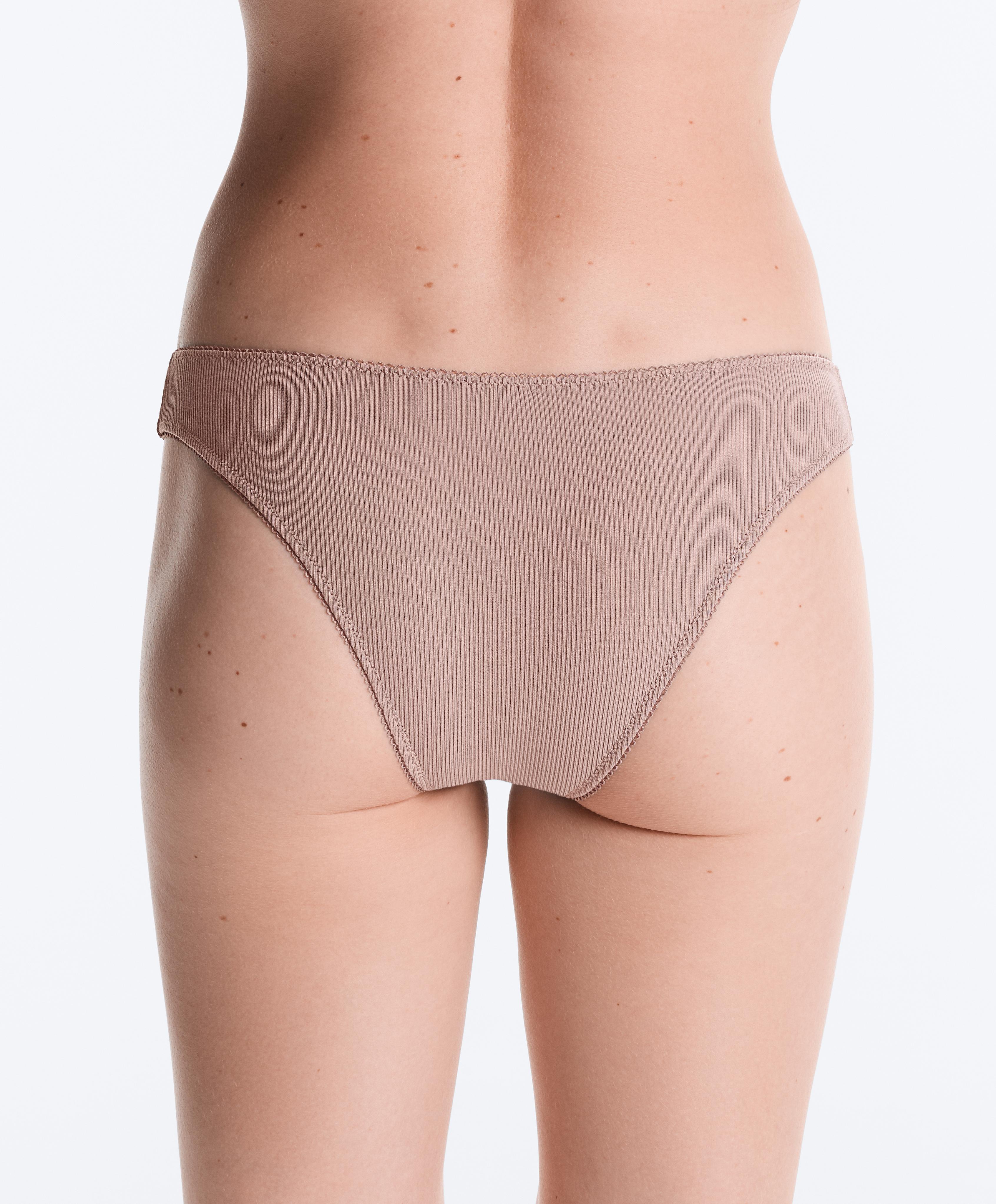 5 cotton rib U-cut Brazilian briefs — FADED PINK