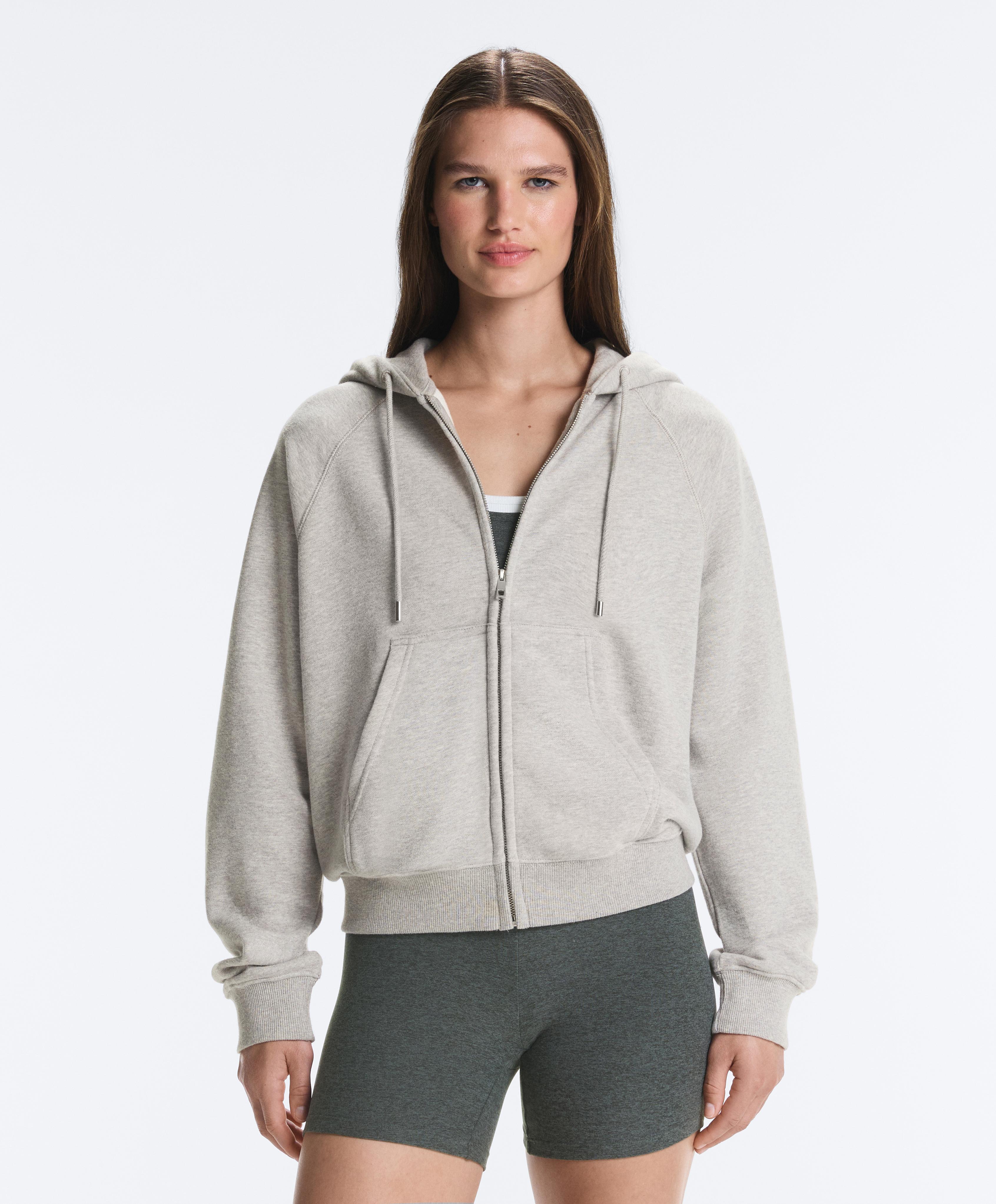 Zip-up fleece hoodie — MID-GREY MELANGE