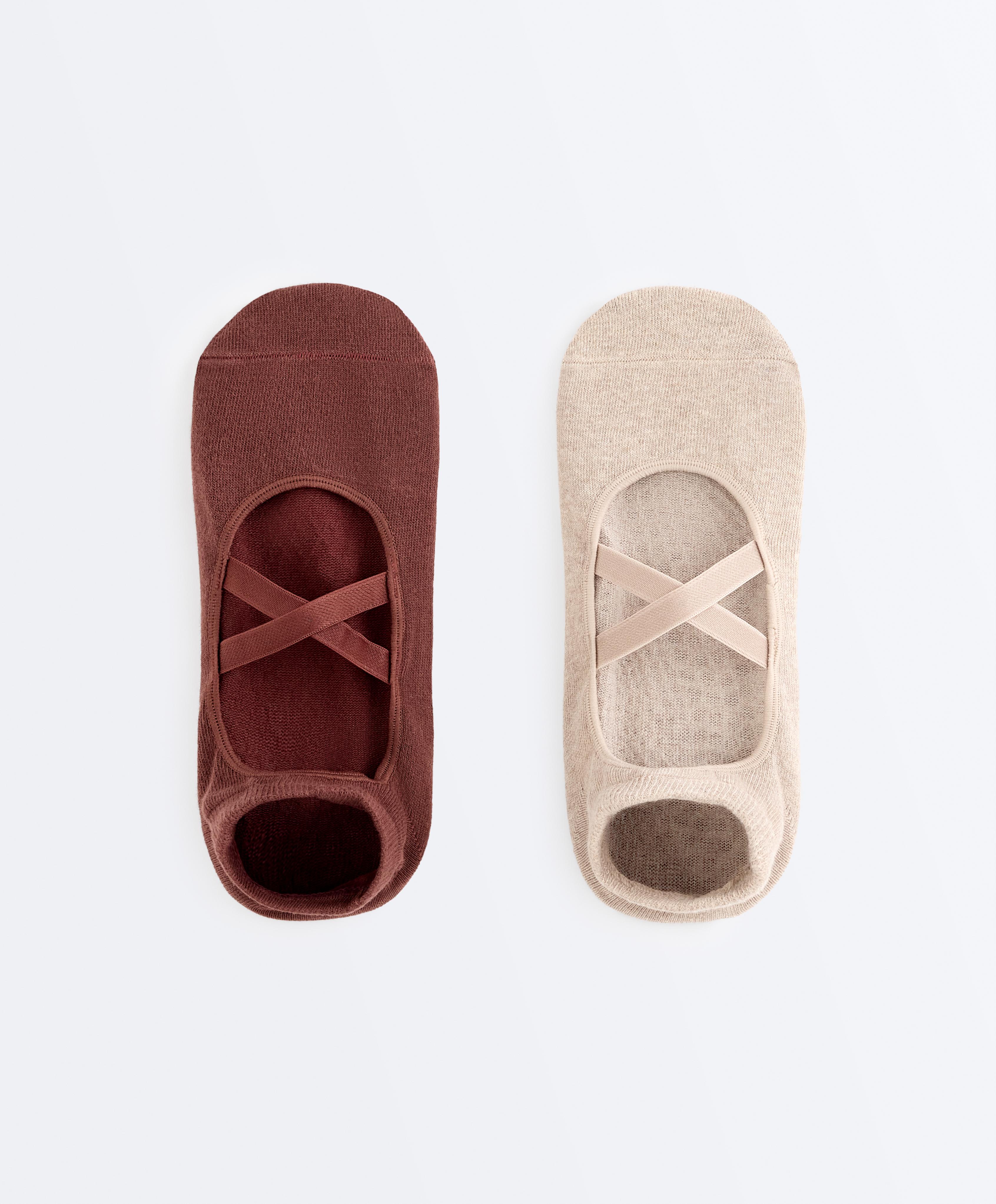 2 pár Sneaker zokni jóga és pilates, pamutkeverék, keresztpántos