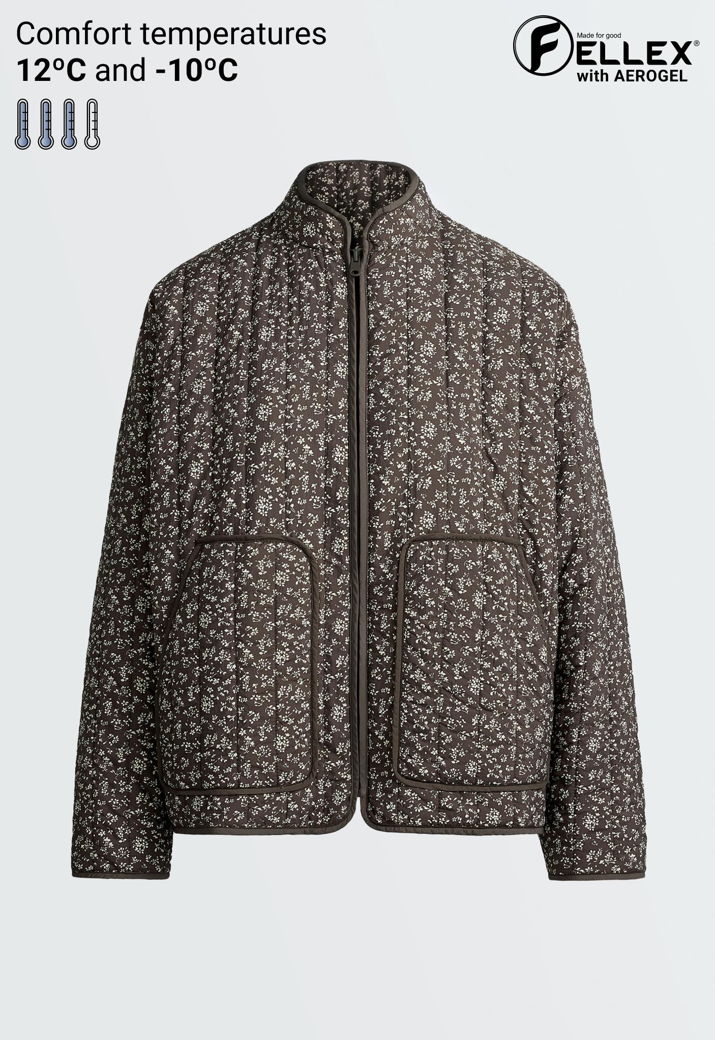 FELLEX® AEROGEL floral water-repellent midi padded jacket — Purplish brown