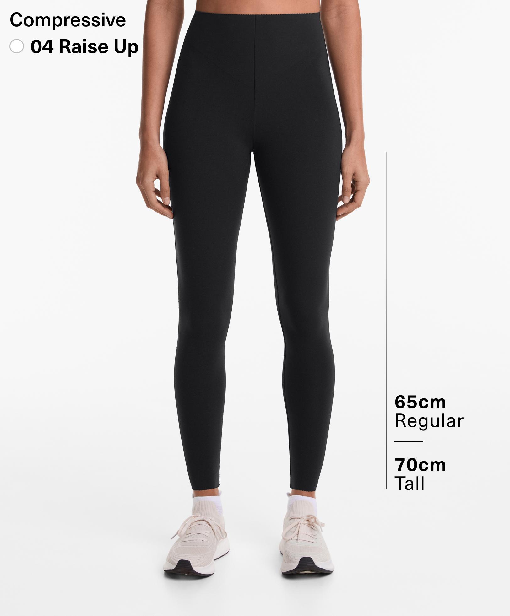 Compressive raise up ankle-length leggings