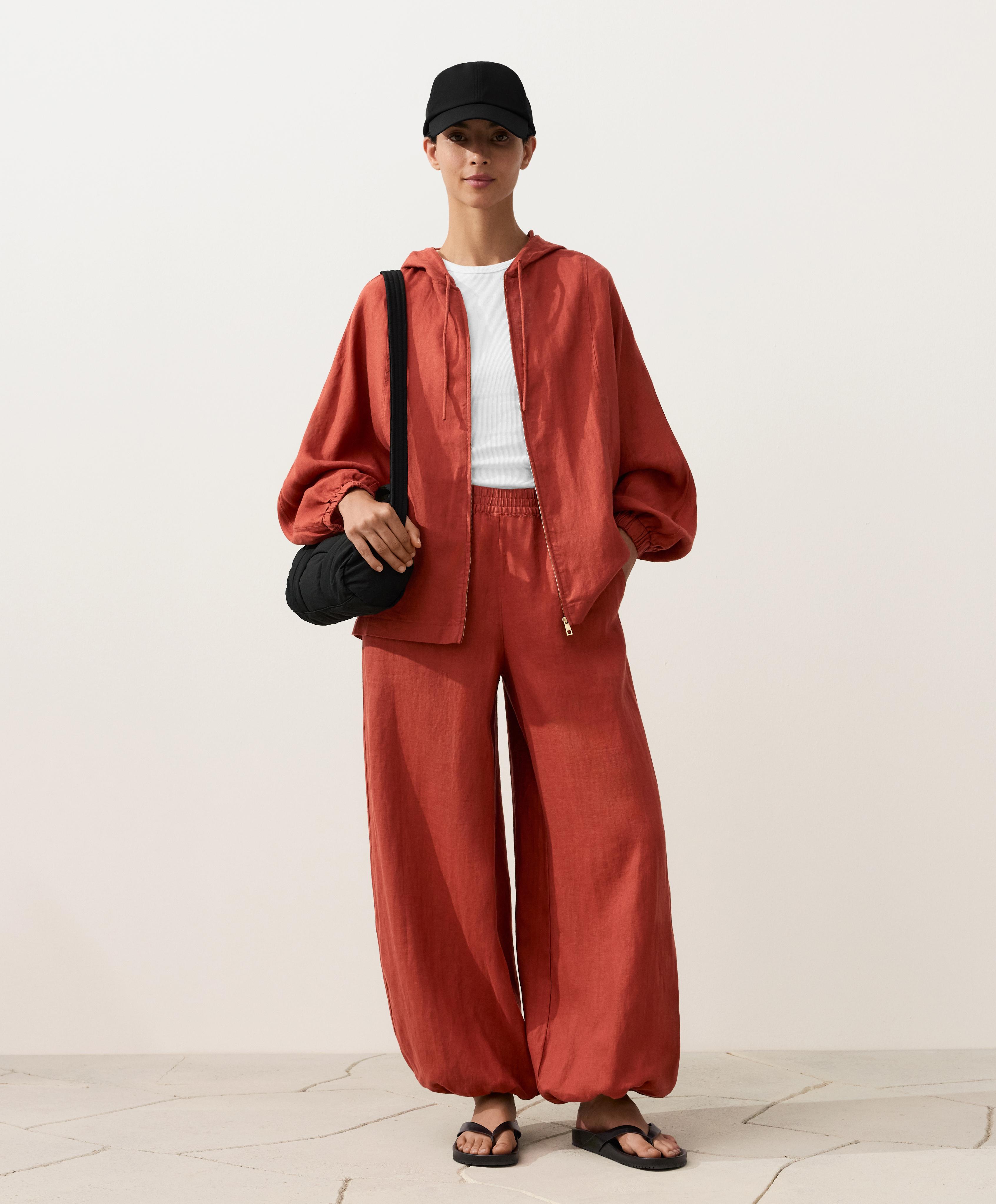 100% linen bloomer trousers — TEA RED