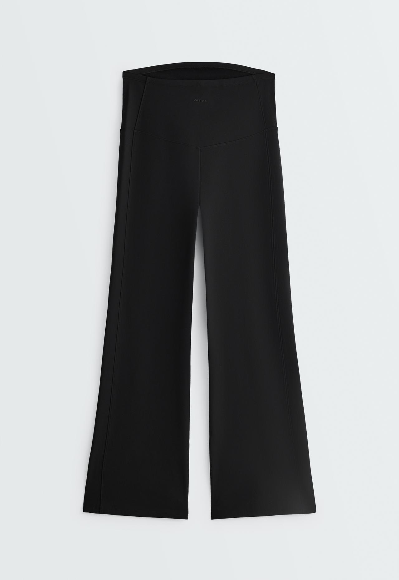 Warm straight maternity trousers with zips — BLACK