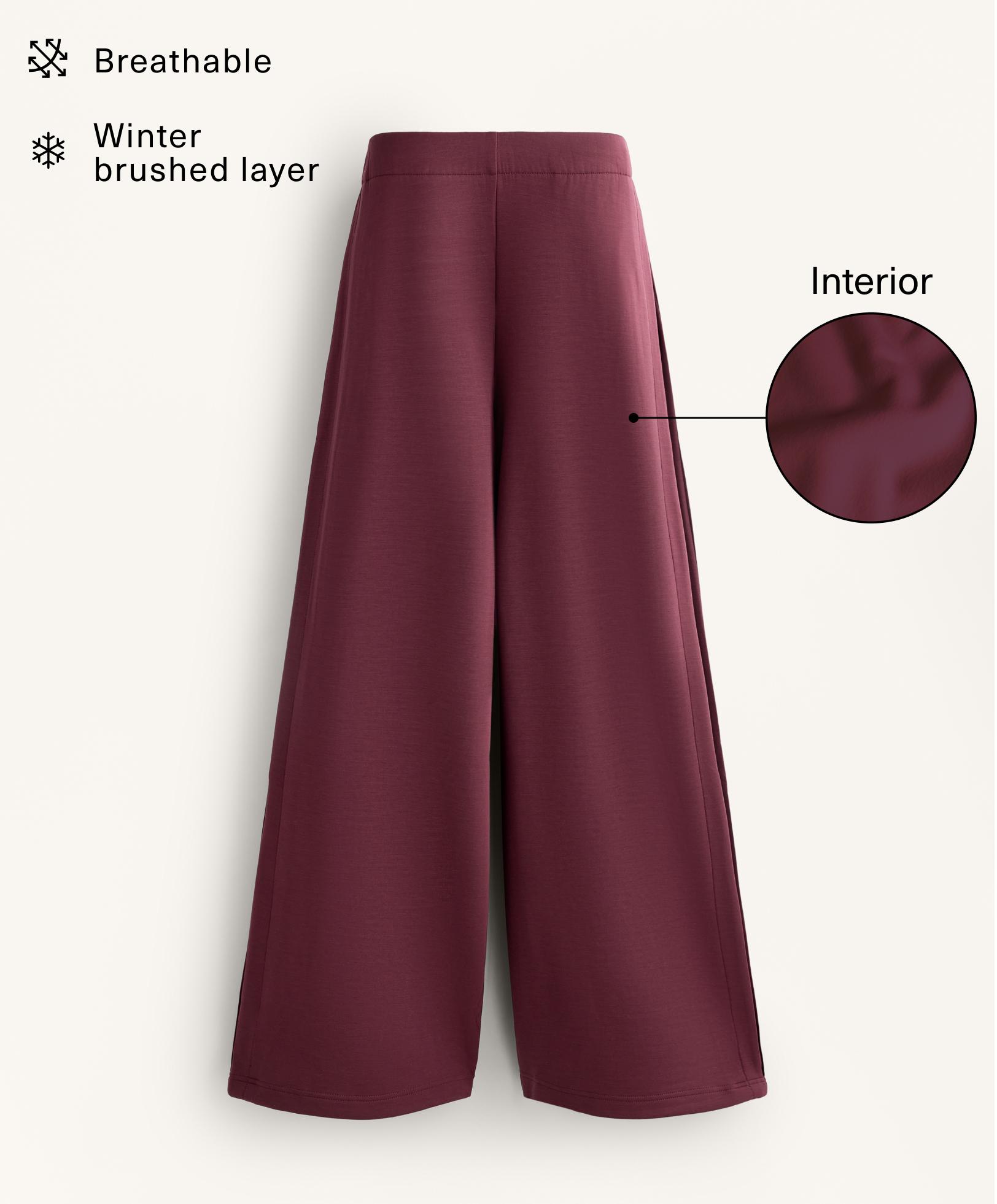 Cocoon trousers with side pleat and brushed modal — MAROON