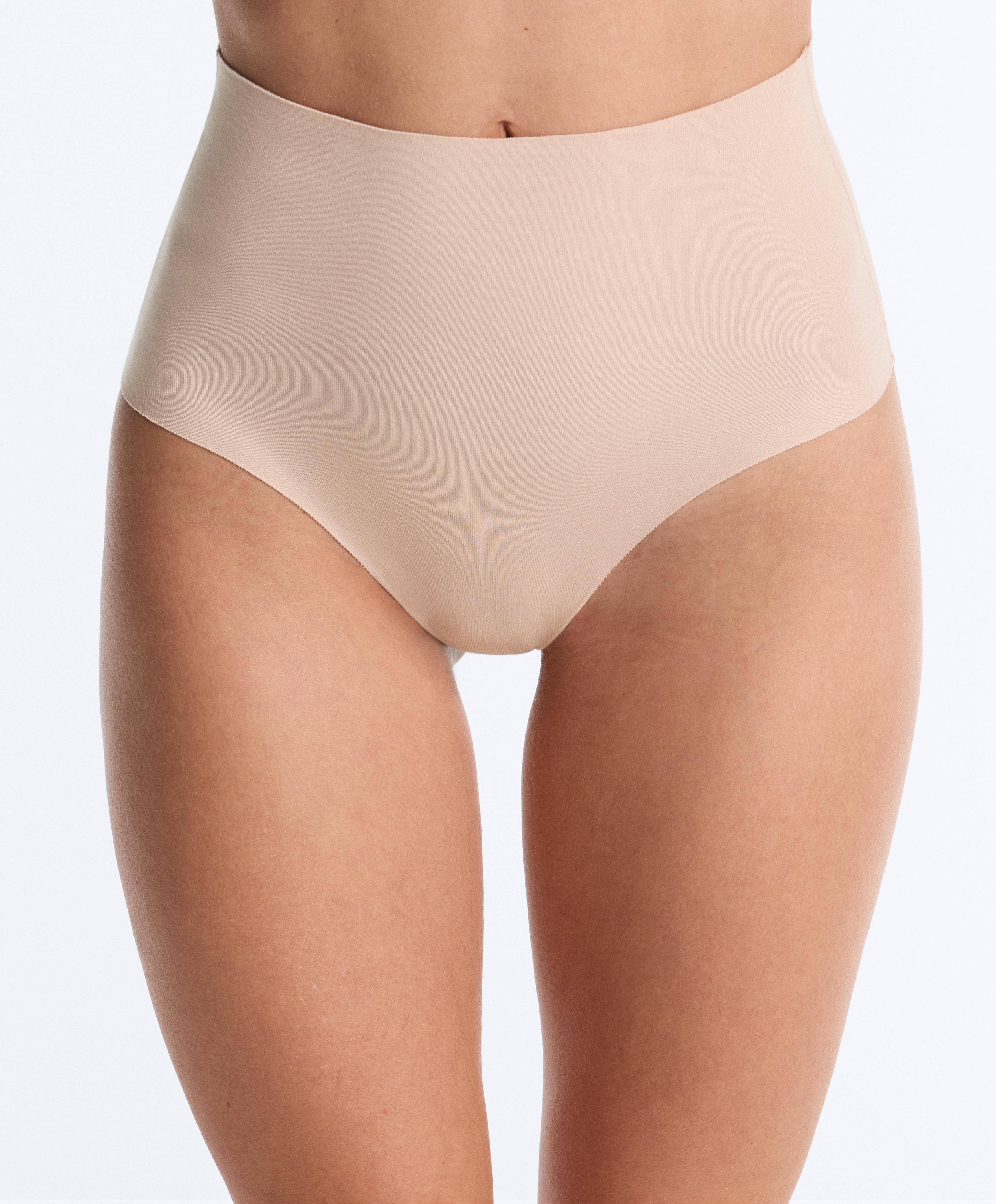 2 invisible cotton blend mid-rise classic briefs — BEIGE