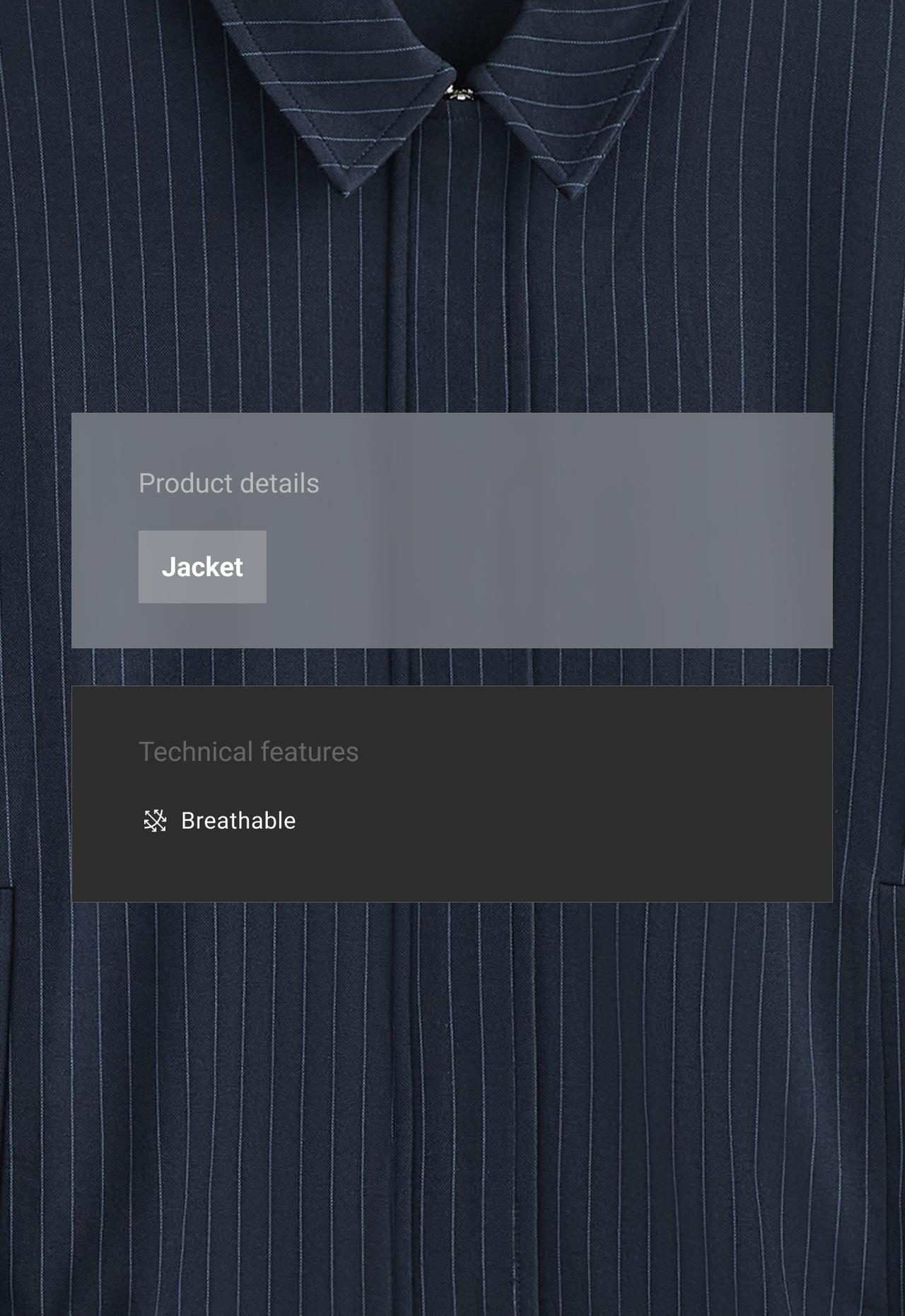 Pinstripe piqué polo neck jacket with cotton — NAVY BLUE