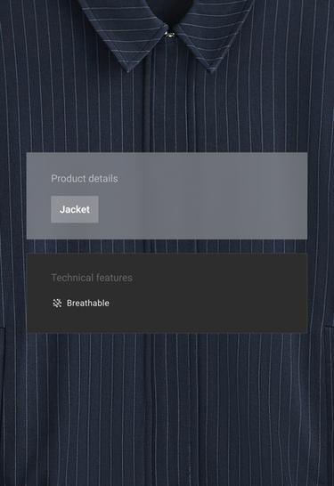 Pinstripe piqué polo neck jacket with cotton — NAVY BLUE 2