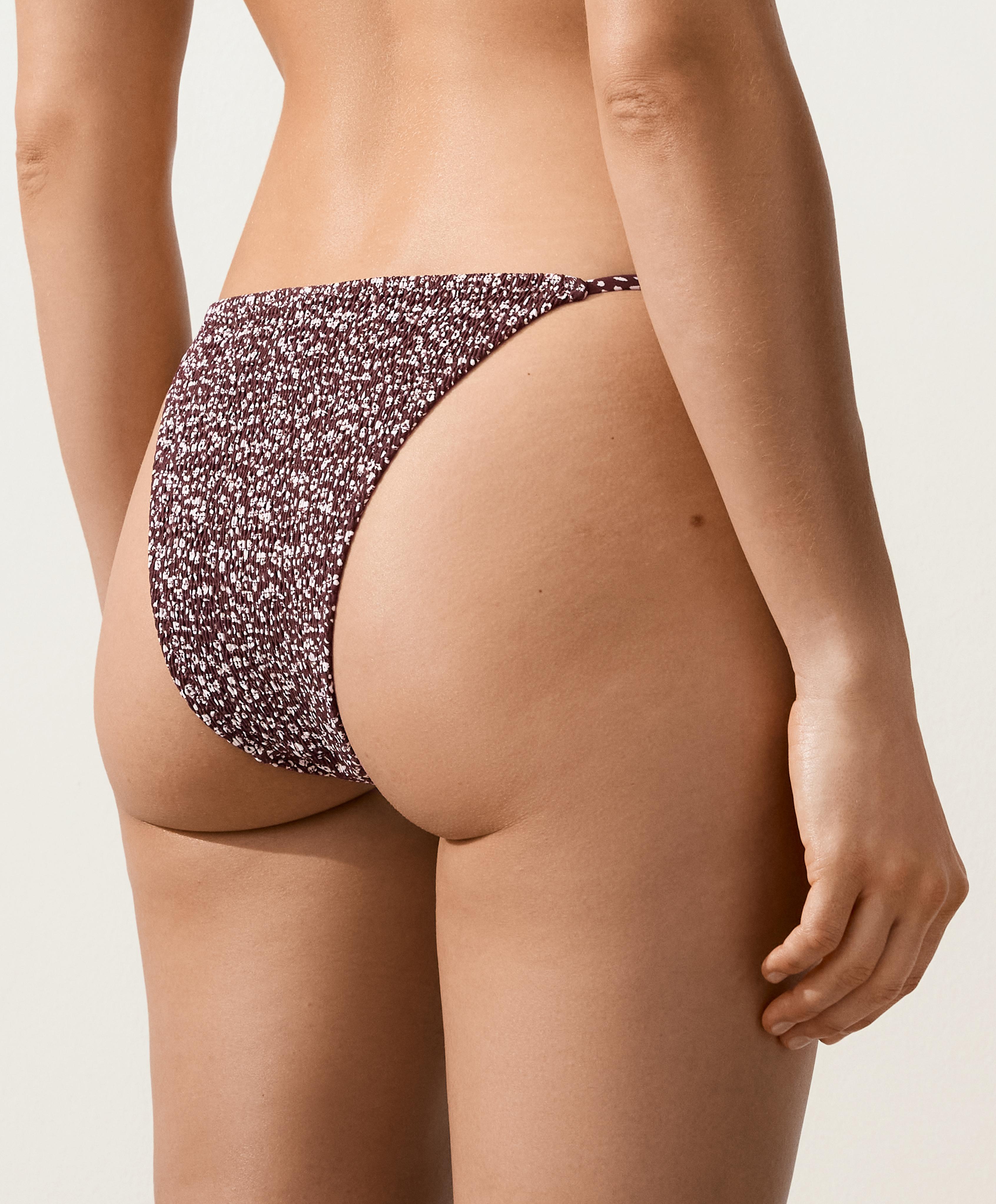 Smock tie medium-coverage bikini briefs — CHOCOLATE