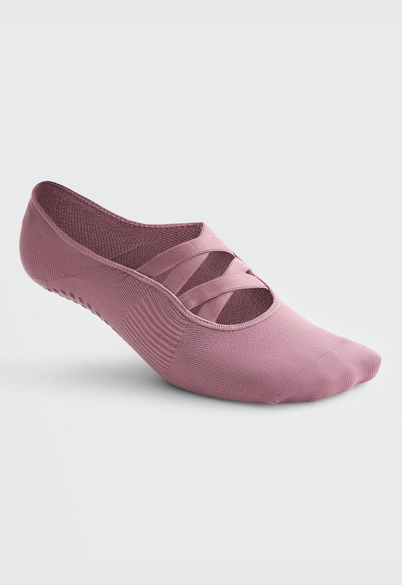 2 pairs of invisible polyamide blend yoga and Pilates socks with double straps — MAUVE PINK