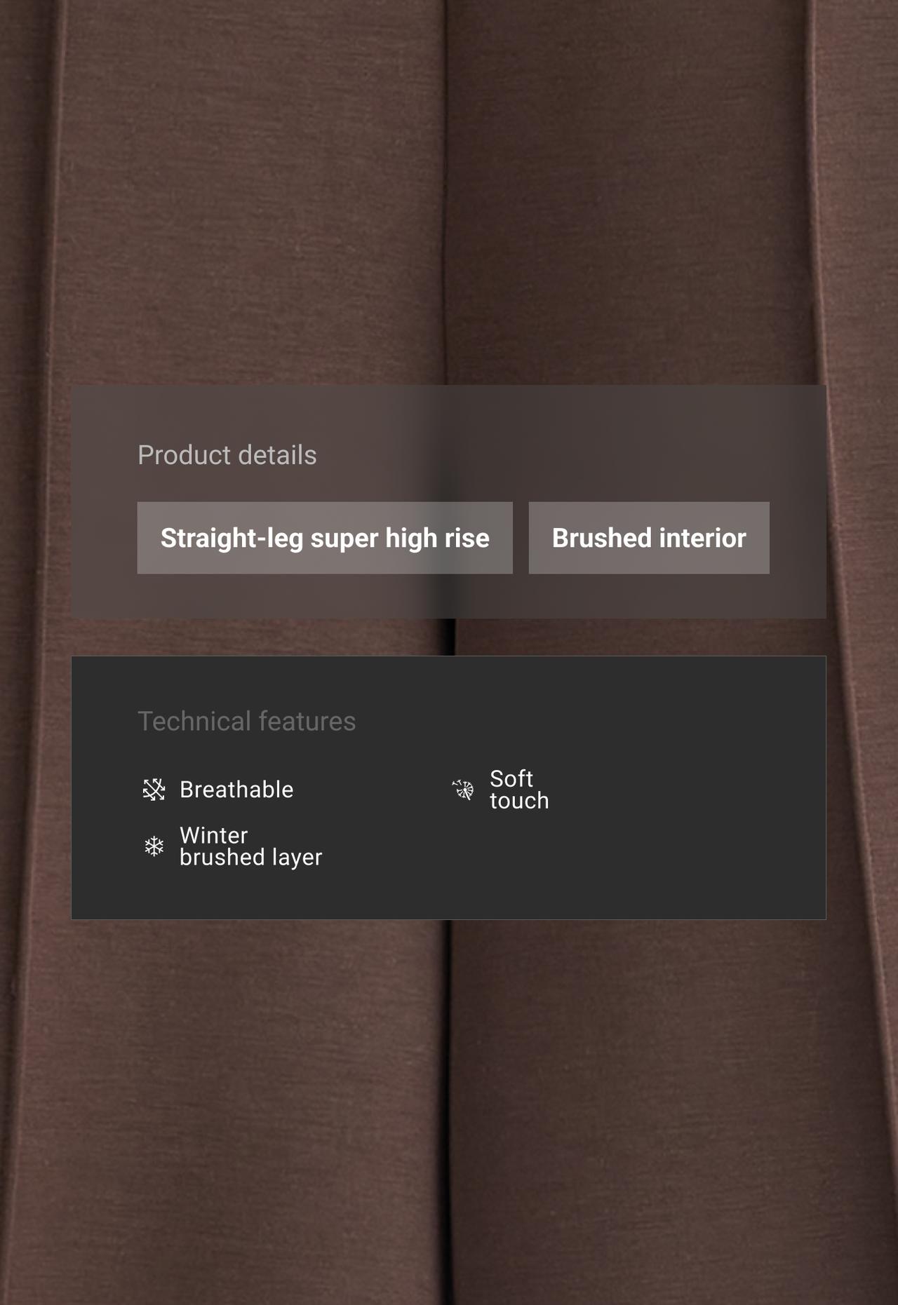 Straight super high rise trousers with modal — DARK REDDISH‑BROWN