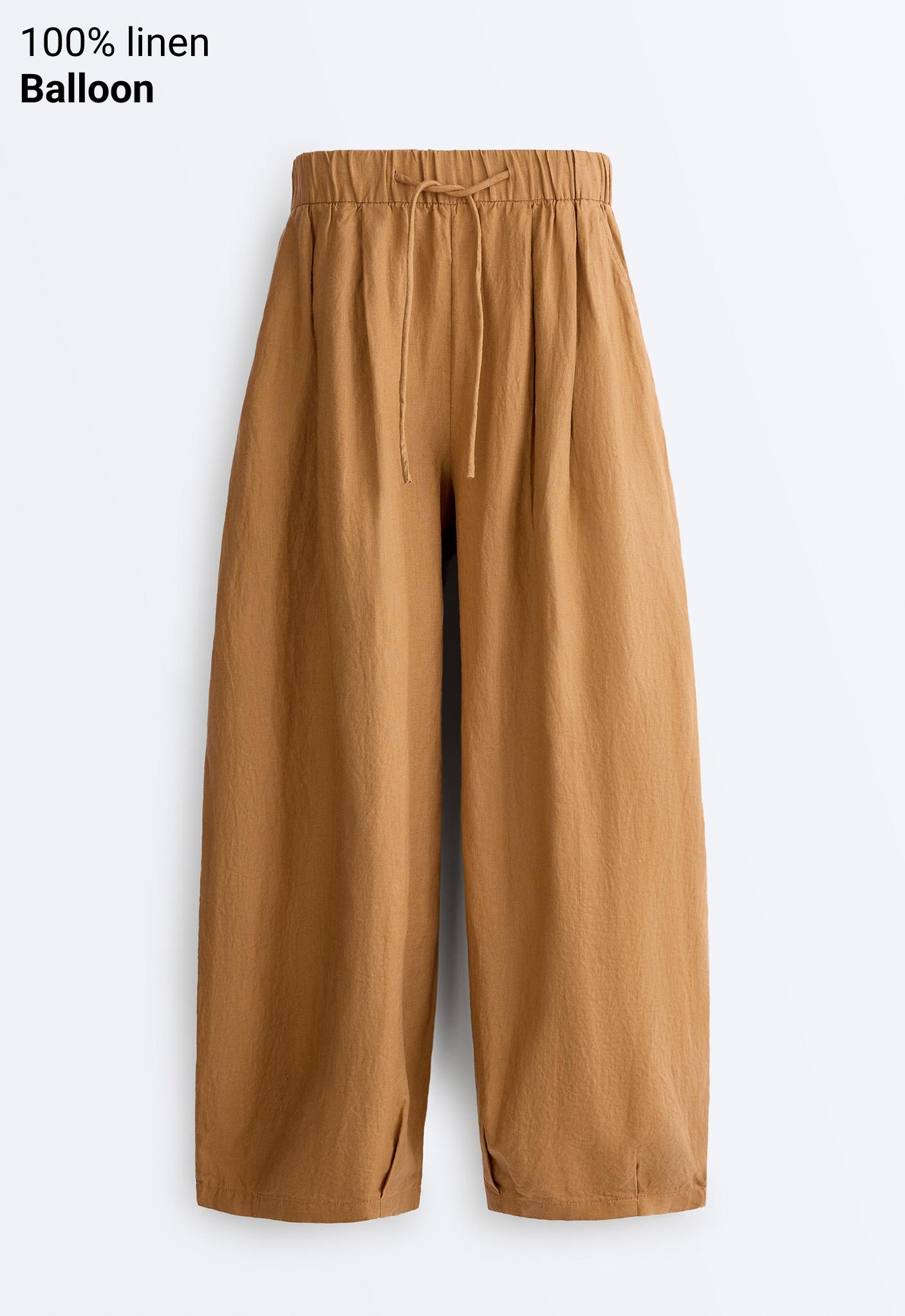 100% linen balloon trousers — MUSTARD