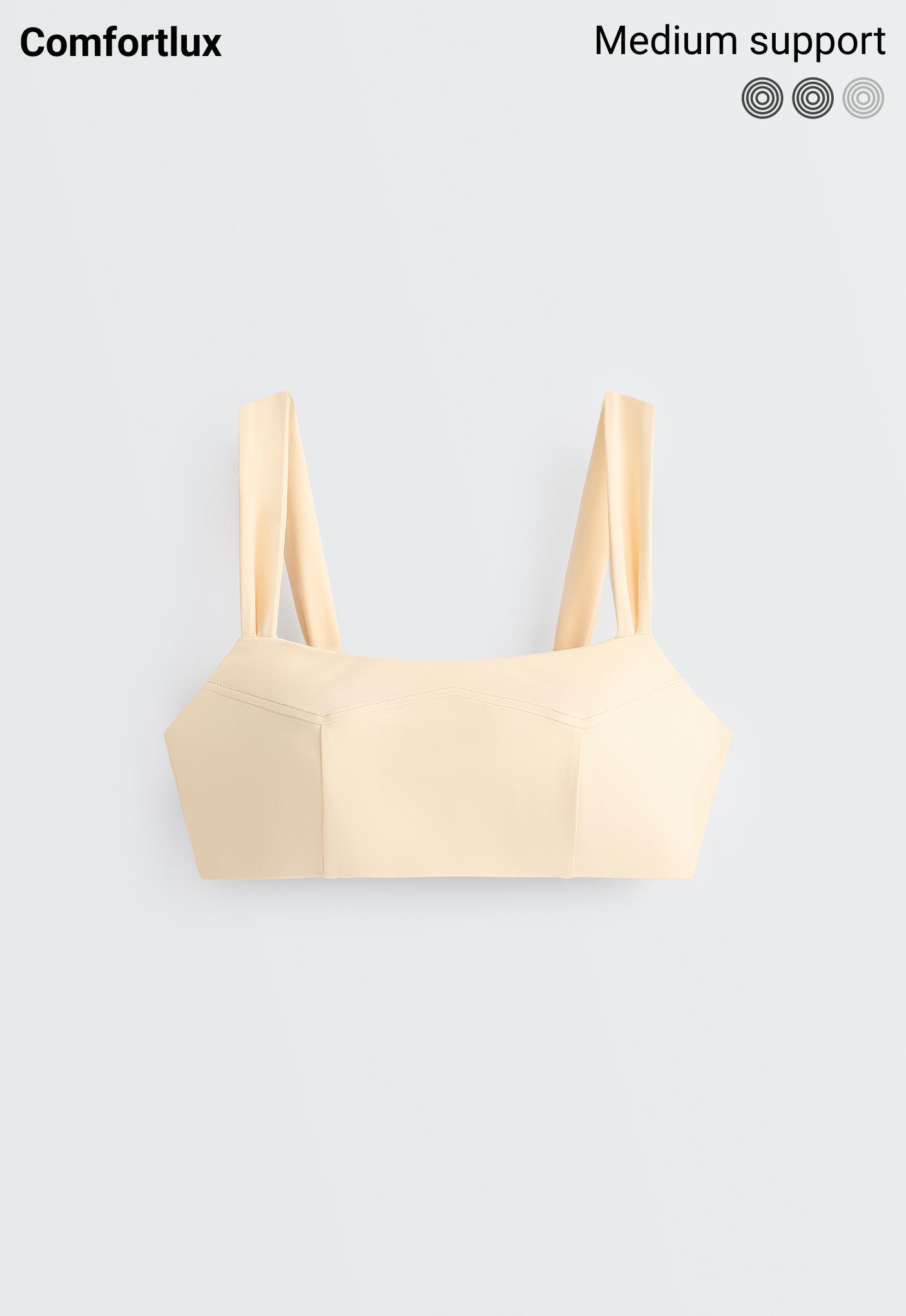 Medium-support Comfortlux sports bra with seams — BUTTER YELLOW
