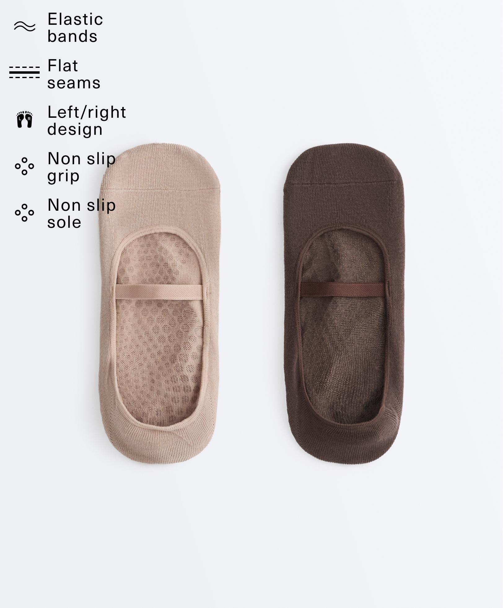 2 pares de calcetines invisibles yoga y pilates mezcla algodón cinta cruzada