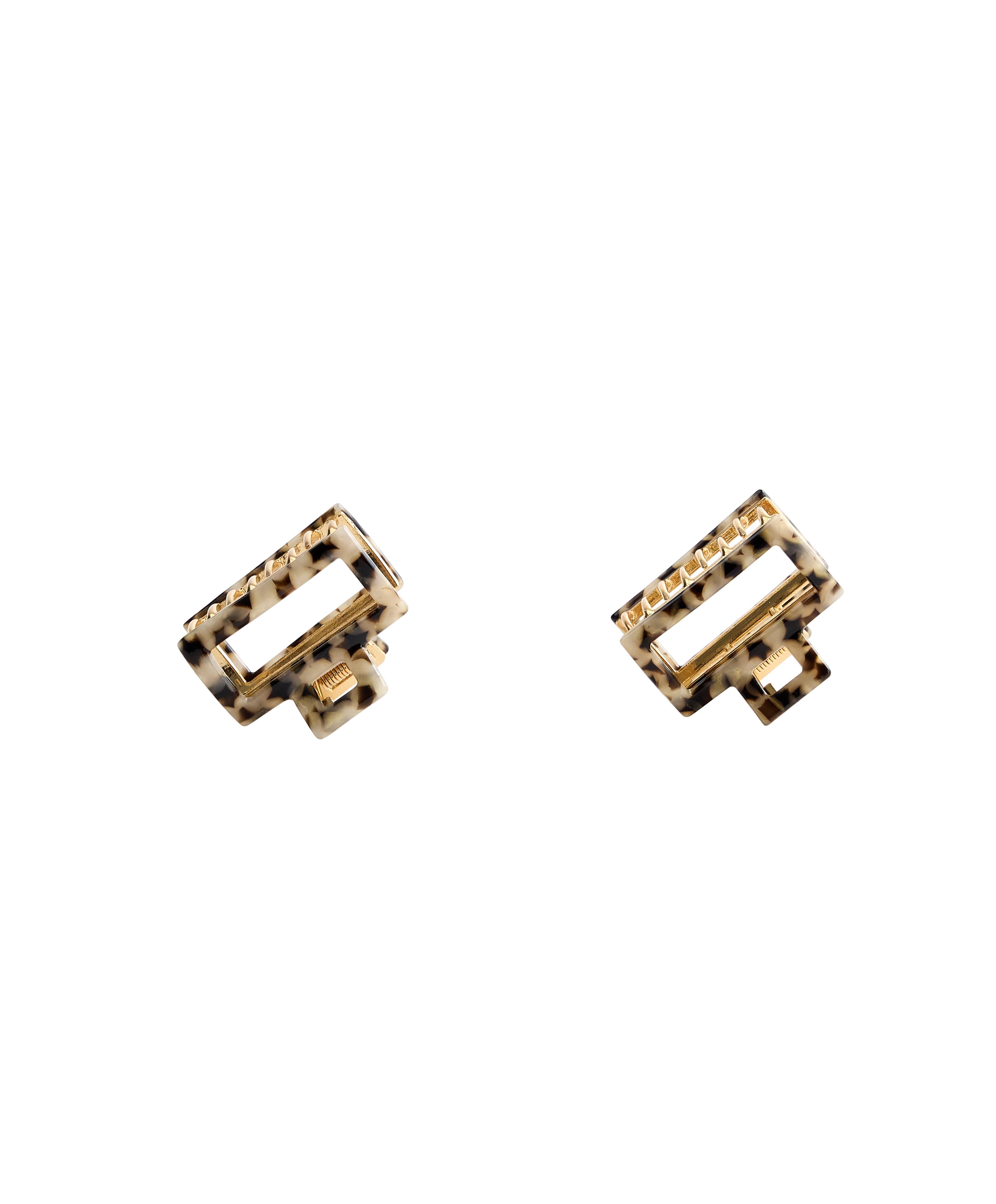 2 metallic mini hair clips — CHESTNUT