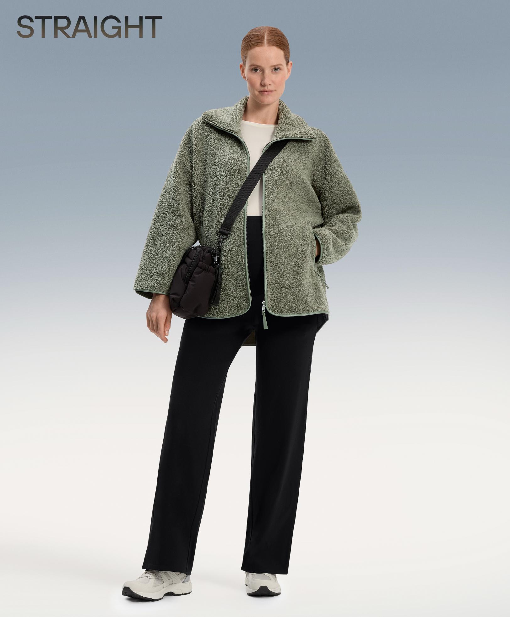 Straight-leg warm maternity trousers — BLACK