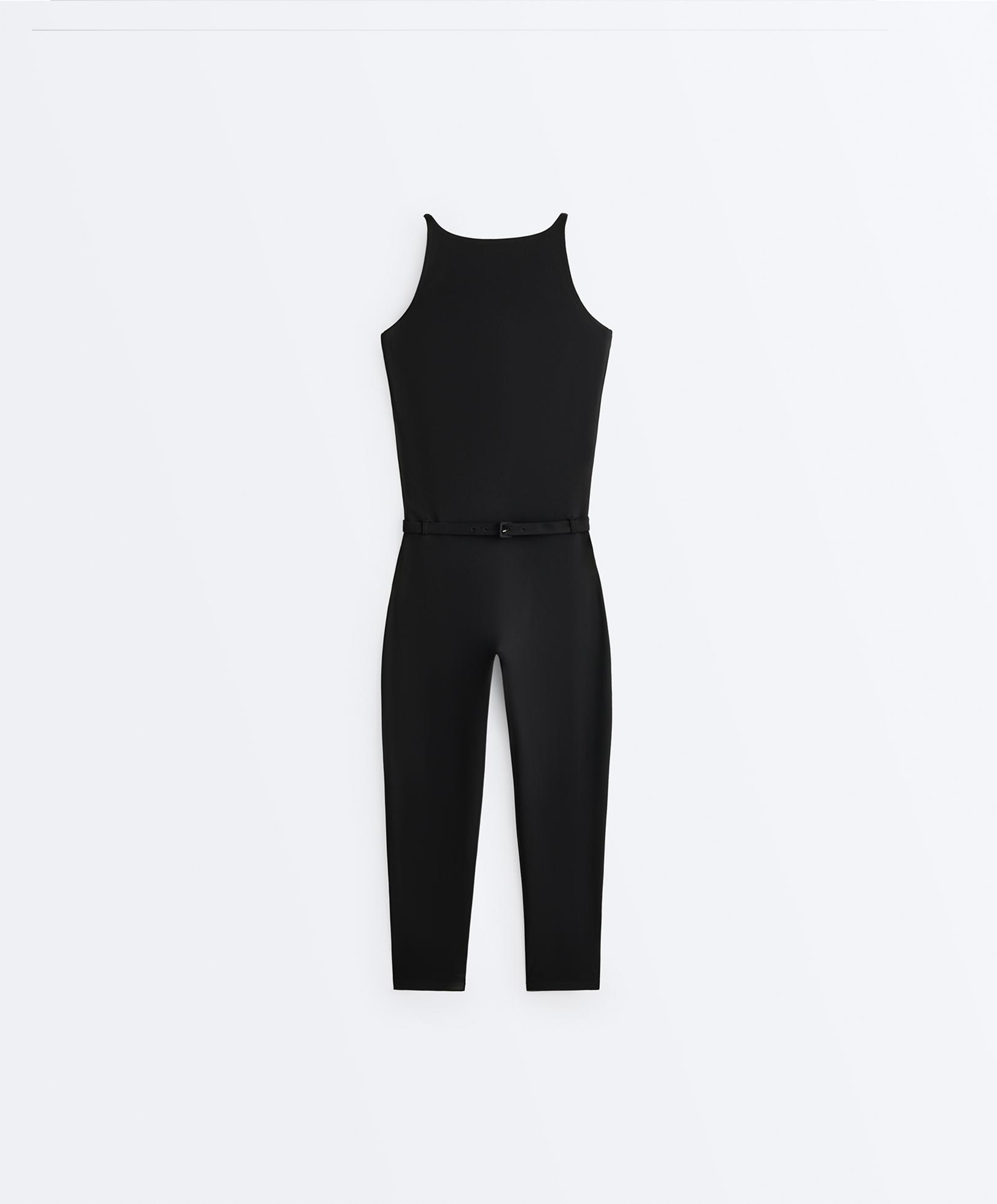 Comfortlux capri jumpsuit with belt — BLACK
