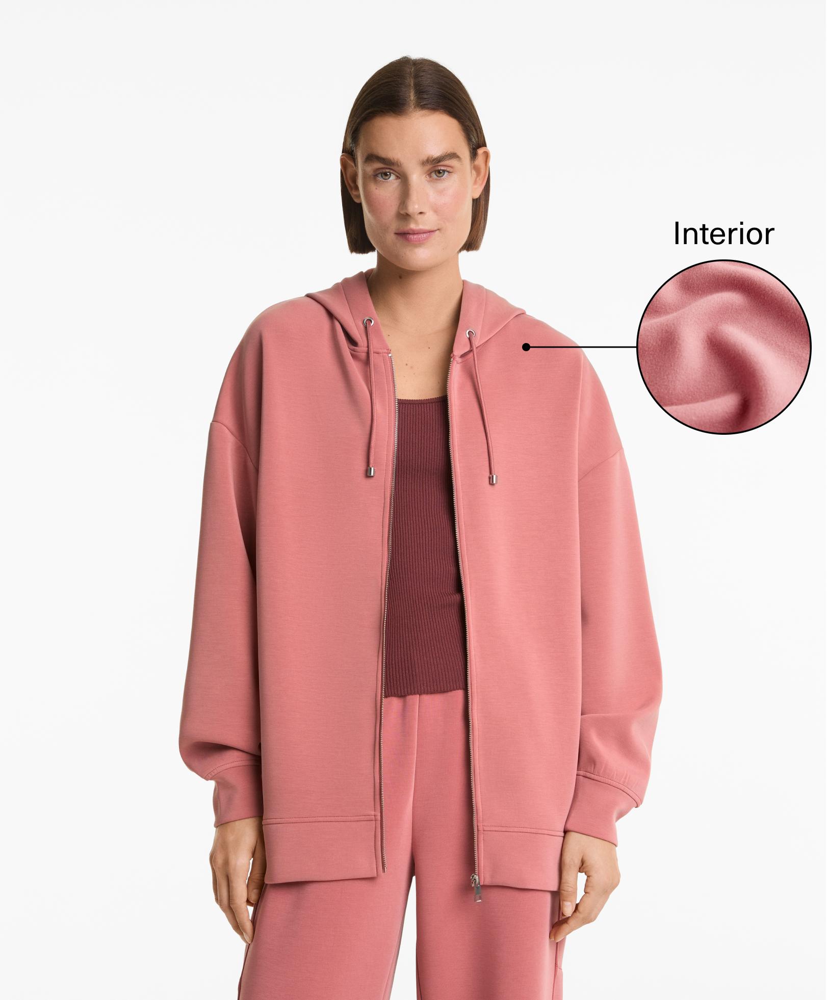 Long jacket with soft-touch brushed modal