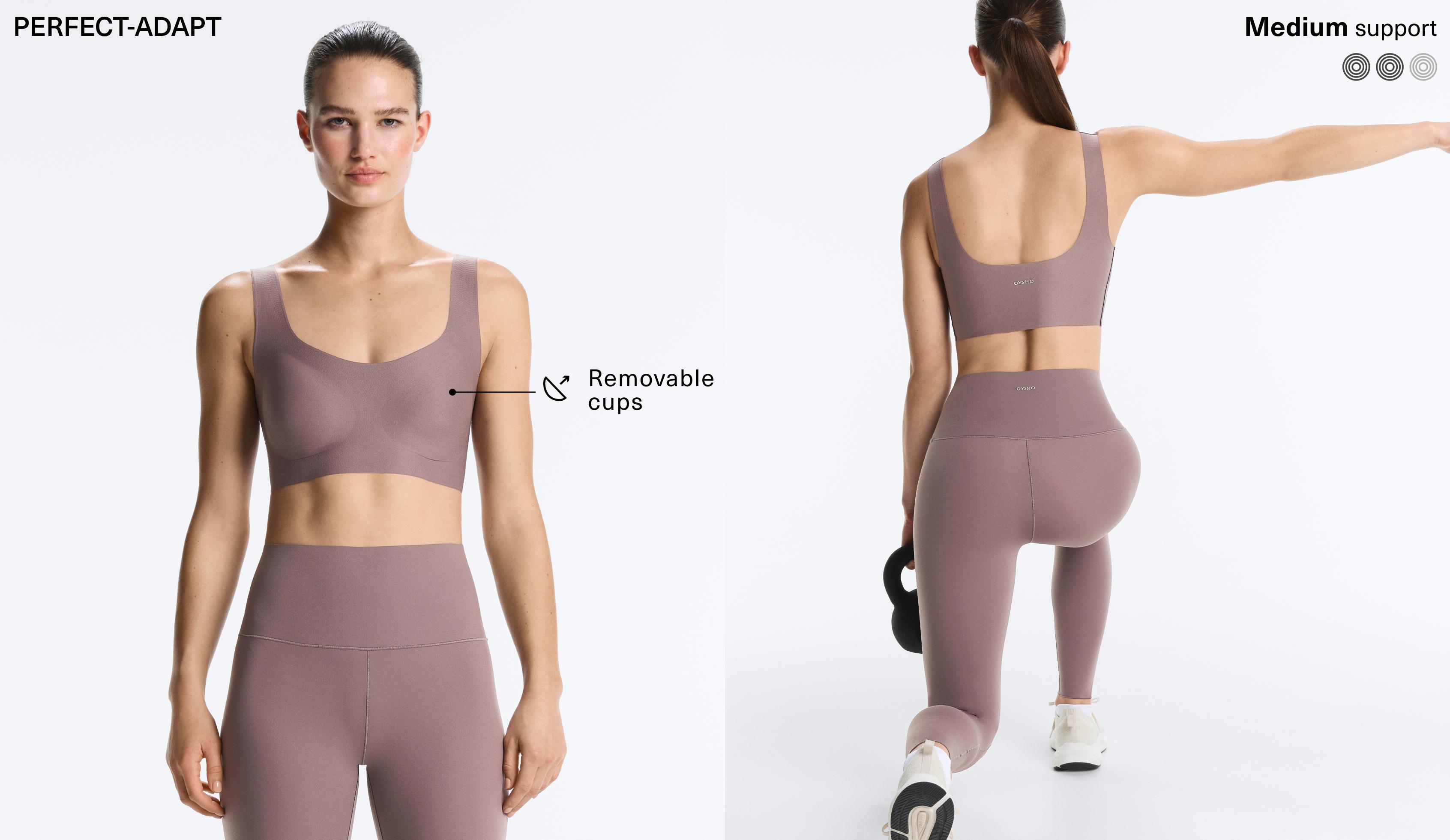 Perfect-adapt medium-support sports bra with cups — GREY-LILAC