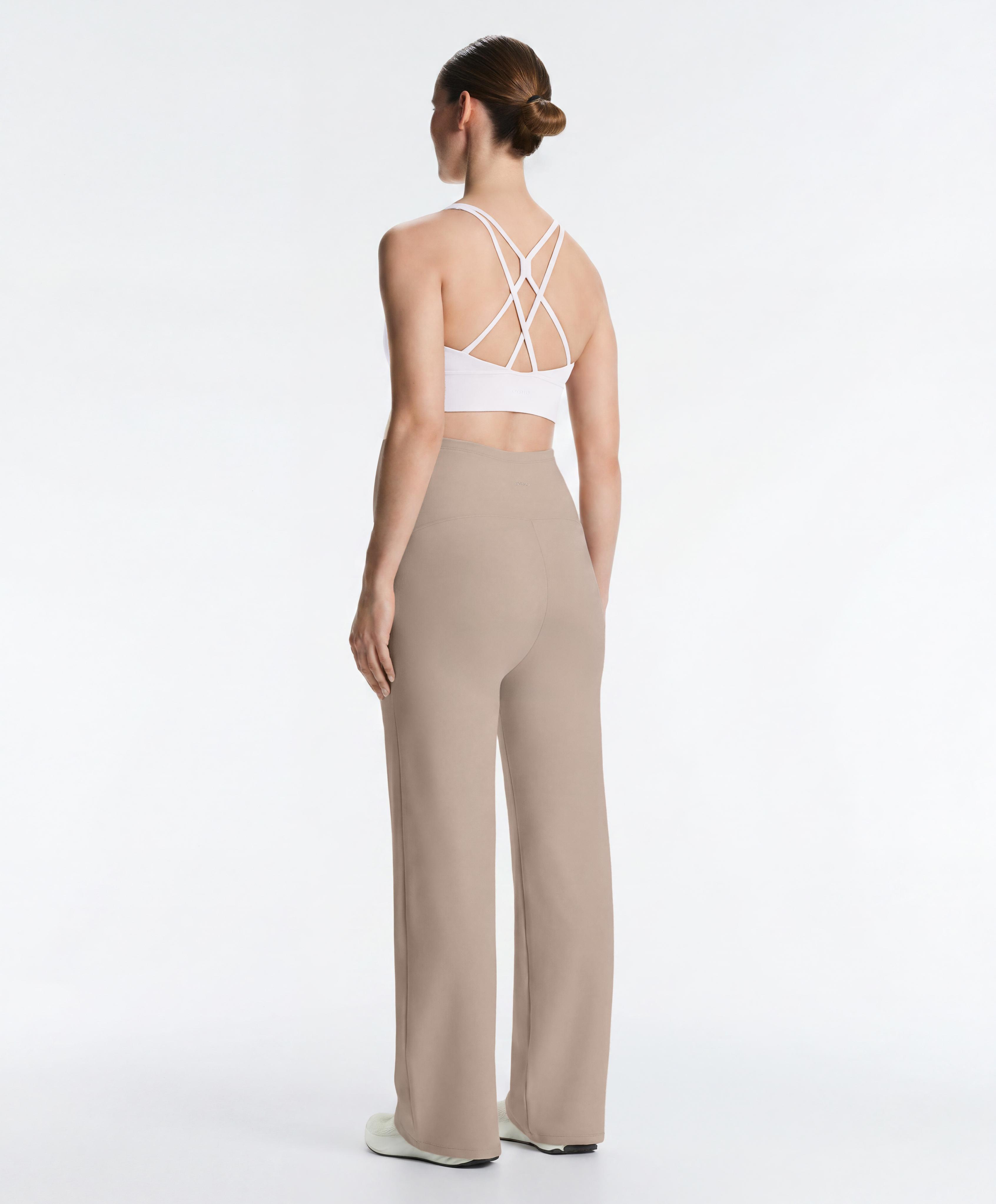 Comfortlux maternity straight-leg trousers — LIGHT STONE