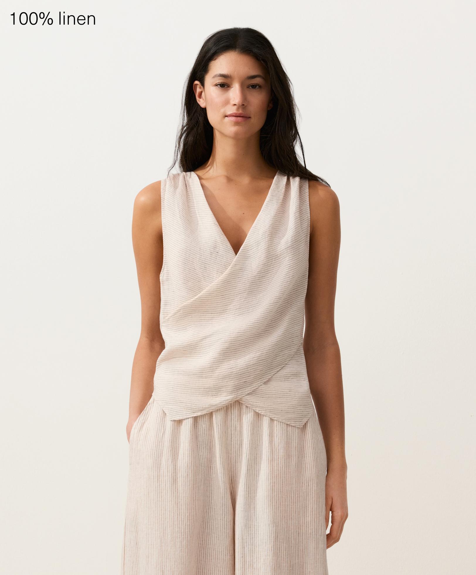 100% linen crossover top