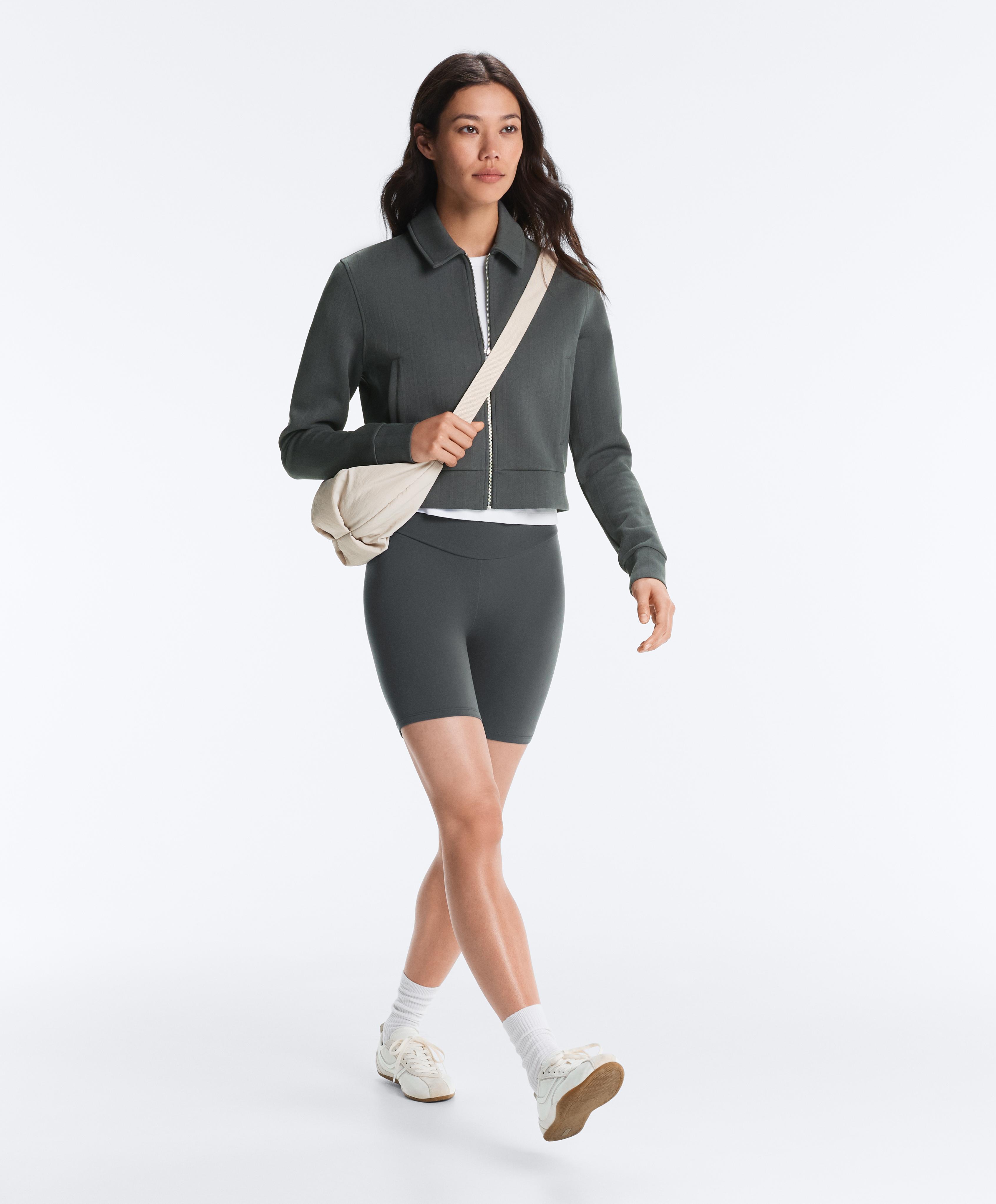 Striped cotton piqué jacket — STEEL GREY