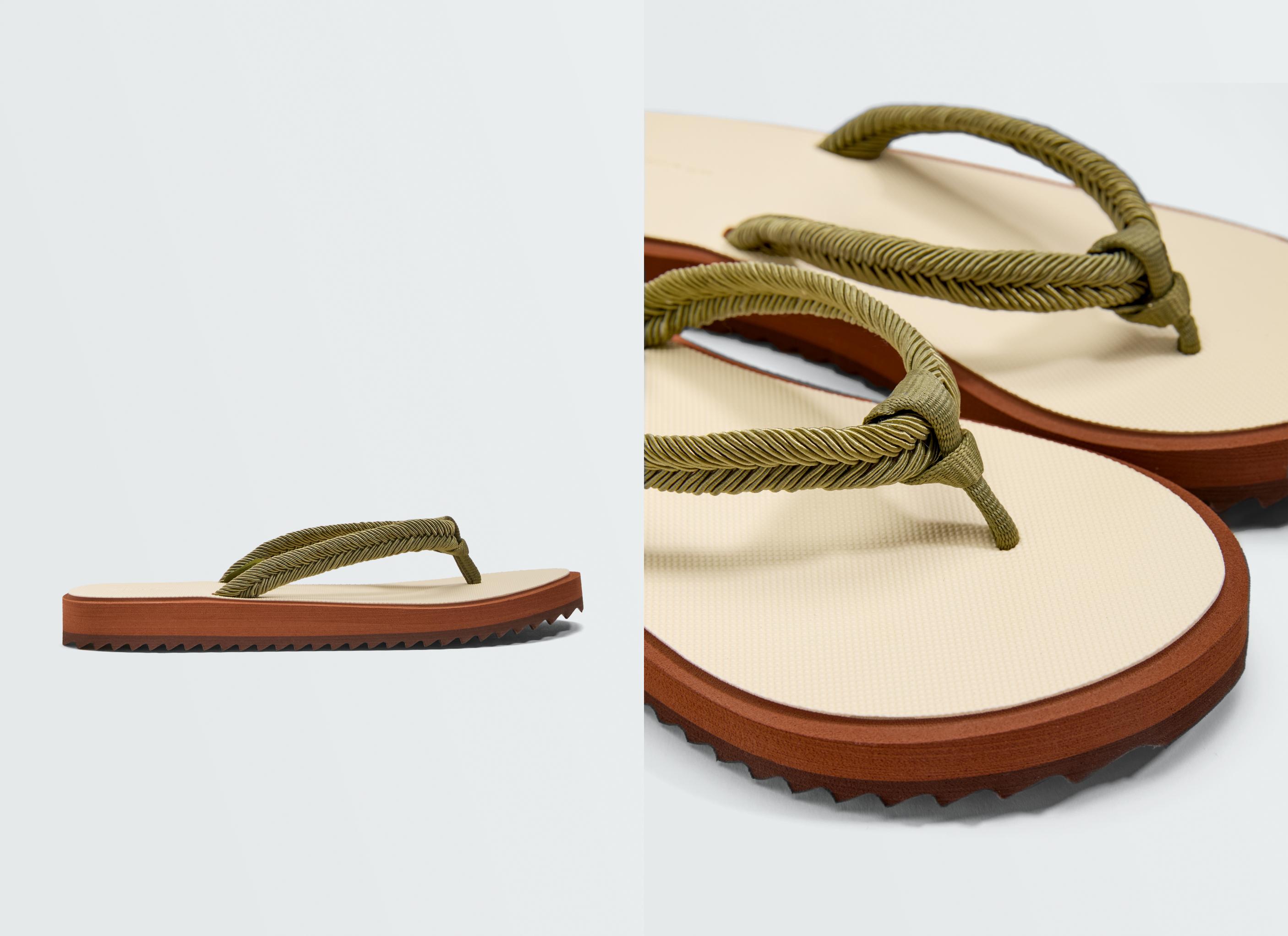 Braided rope beachwear sandals — KHAKI